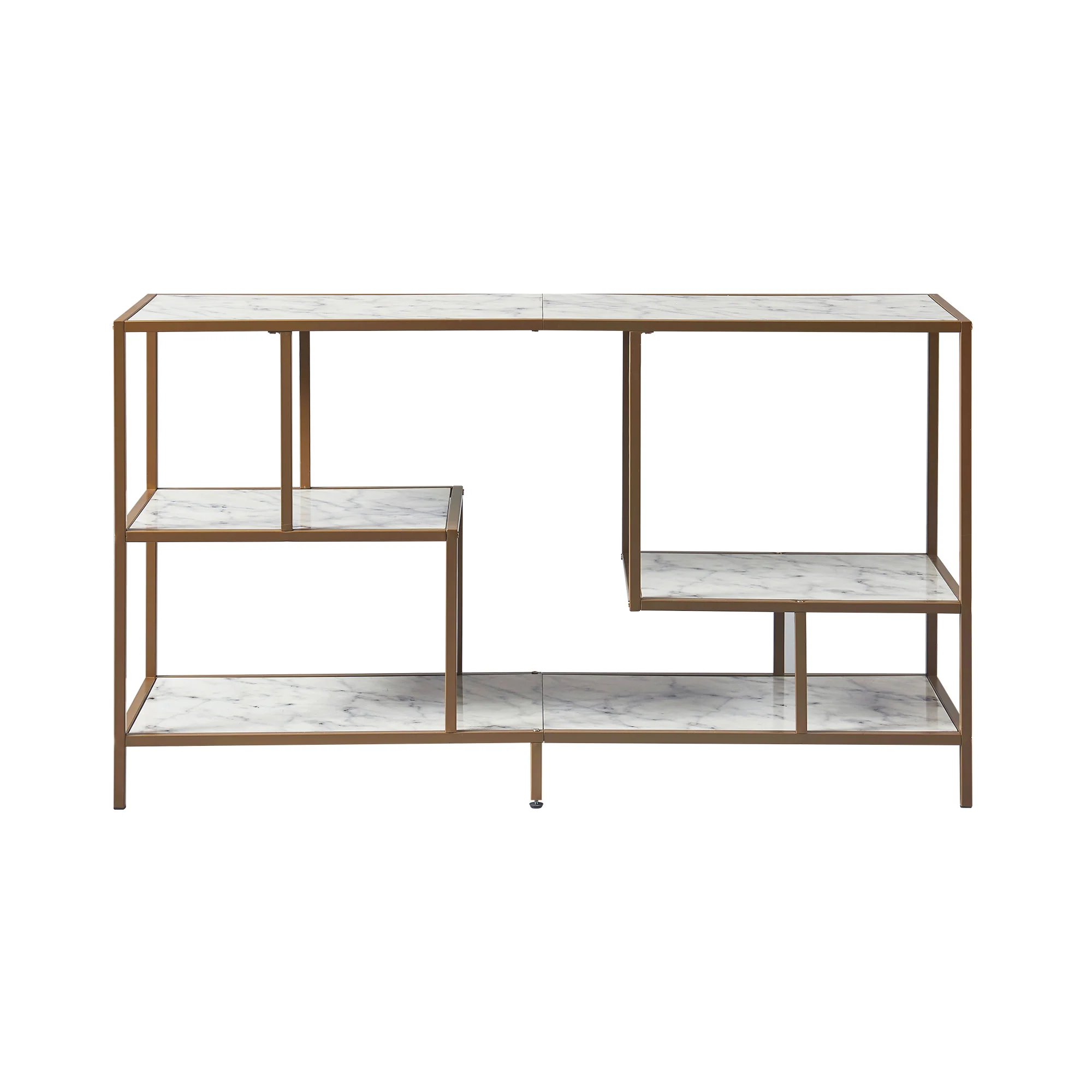 Teamson Home Marmo Modern Media Stand & Console Table, White/Brass -FINAL SALE