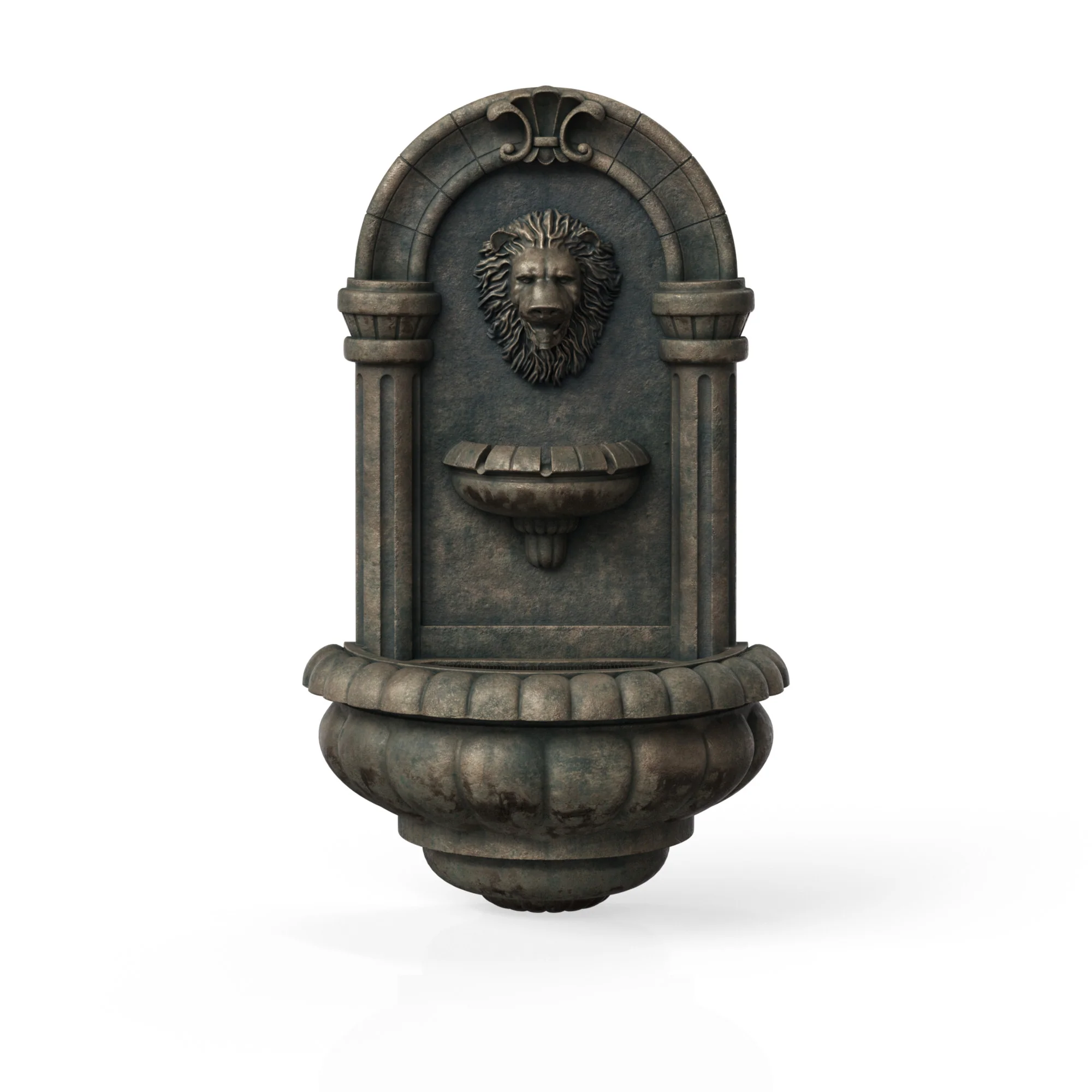 Teamson Home 32.09 Tiered Lion Head Stone LED Outdoor Water Fountain, Bronze