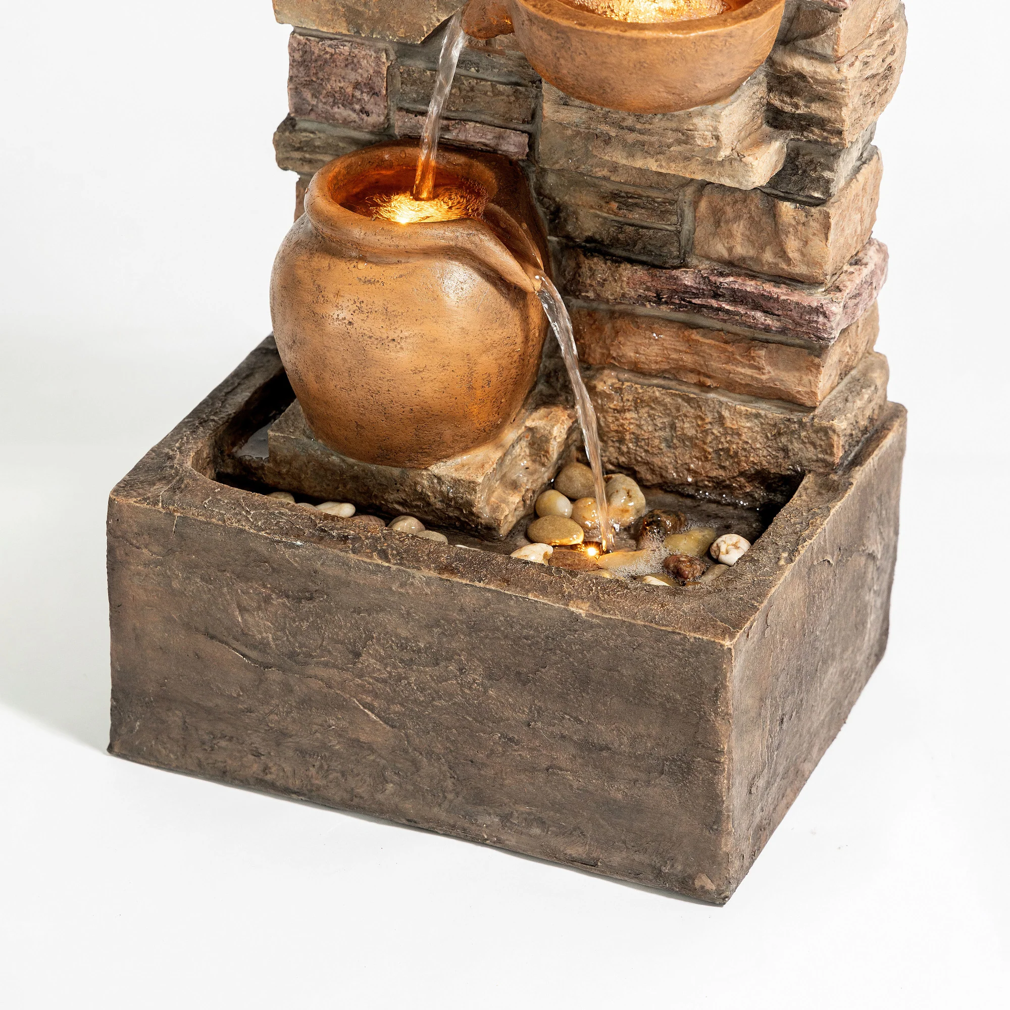 Teamson Home 28.5 Outdoor 4-Tier Cascading Water Fountain with LED Lights