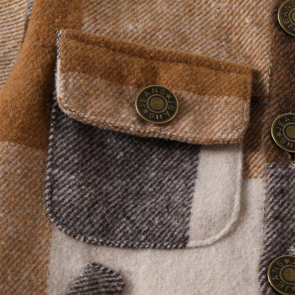 Boys' autumn and winter plaid lapel long sleeved jacket Wholesale Baby Boy Clothes