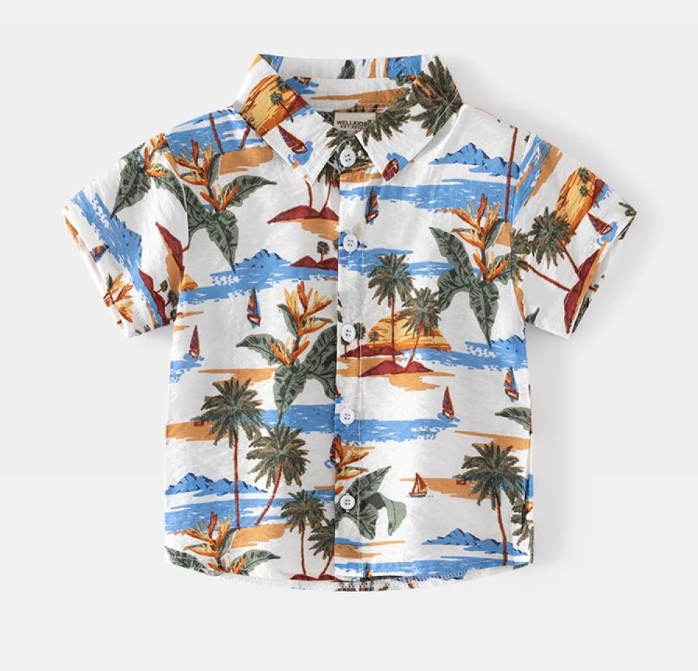 Summer Boys' Short Sleeve Fashion Pattern Shirt Wholesale Kids Clothing