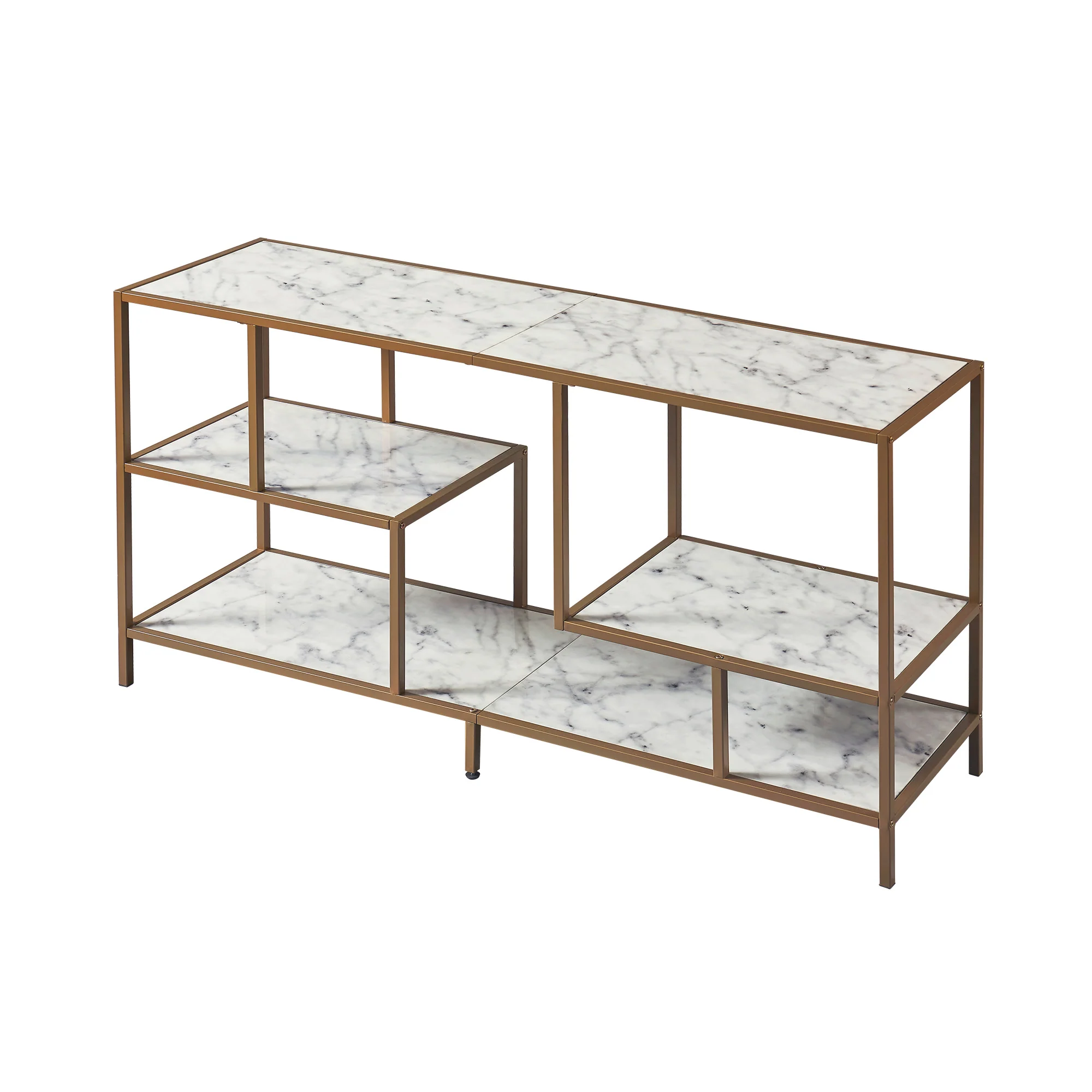 Teamson Home Marmo Modern Media Stand & Console Table, White/Brass -FINAL SALE