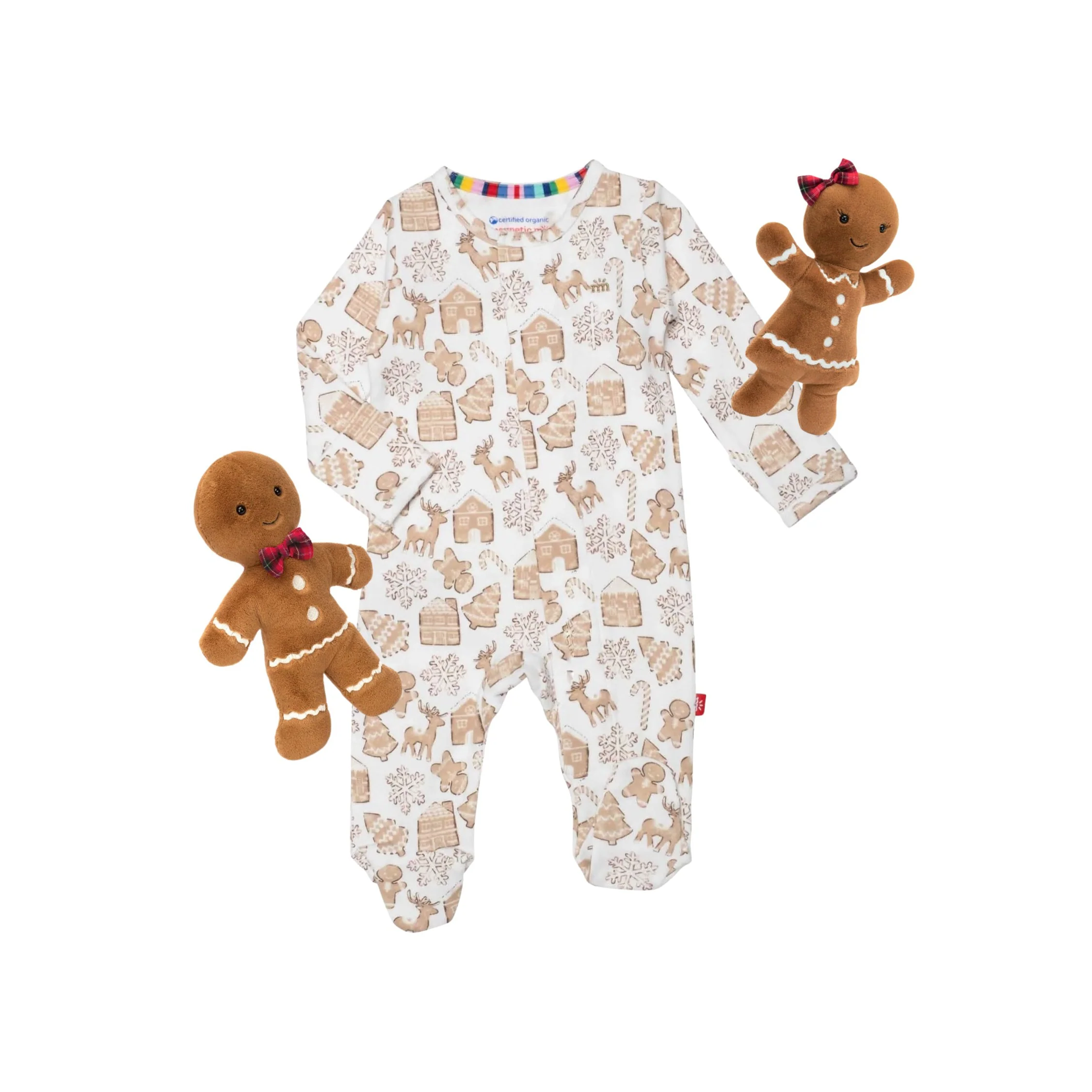 (LB) Gingerbread Organic Cotton Magnetic Footie