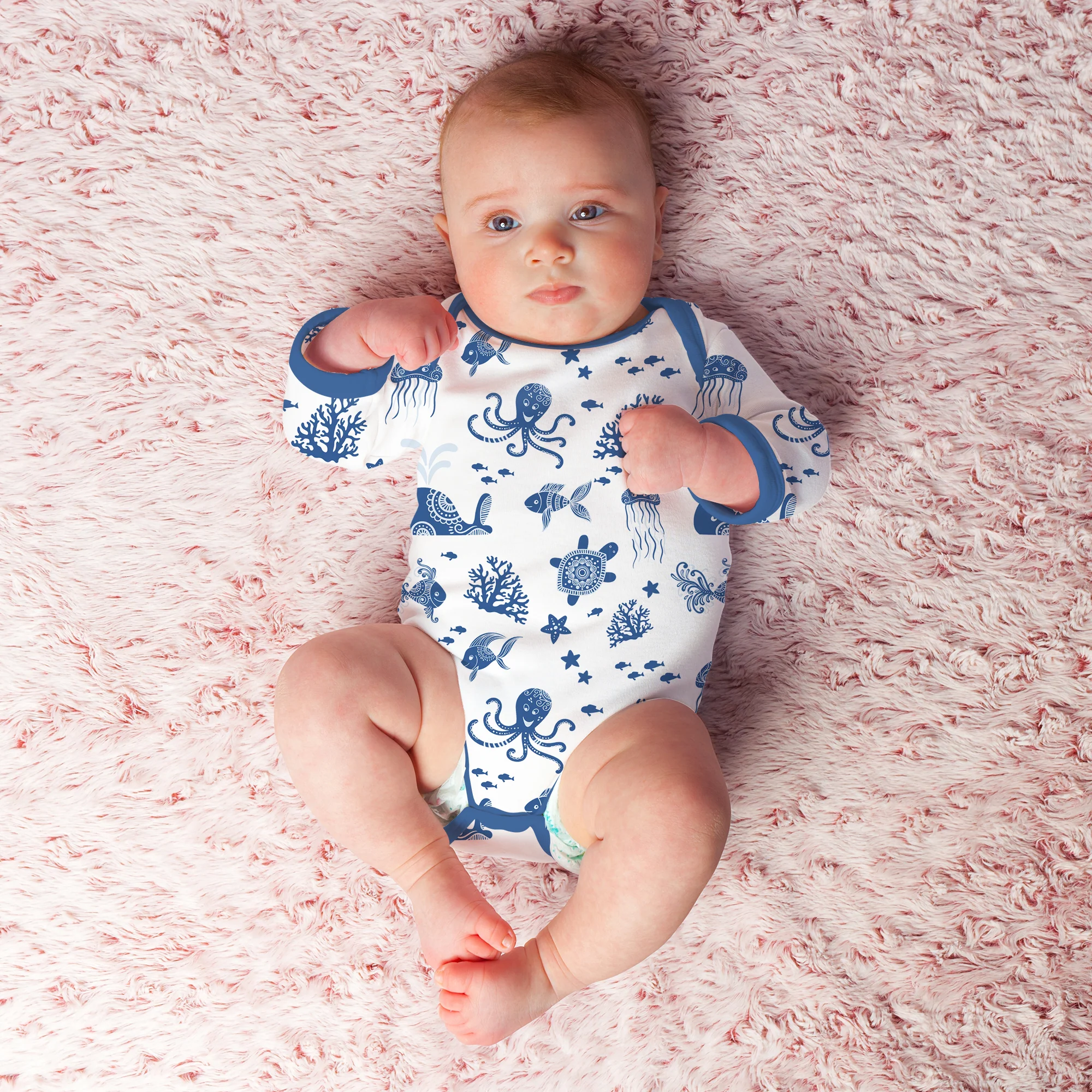 Endanzoo Organic Long Sleeve Bodysuit - Deep Sea