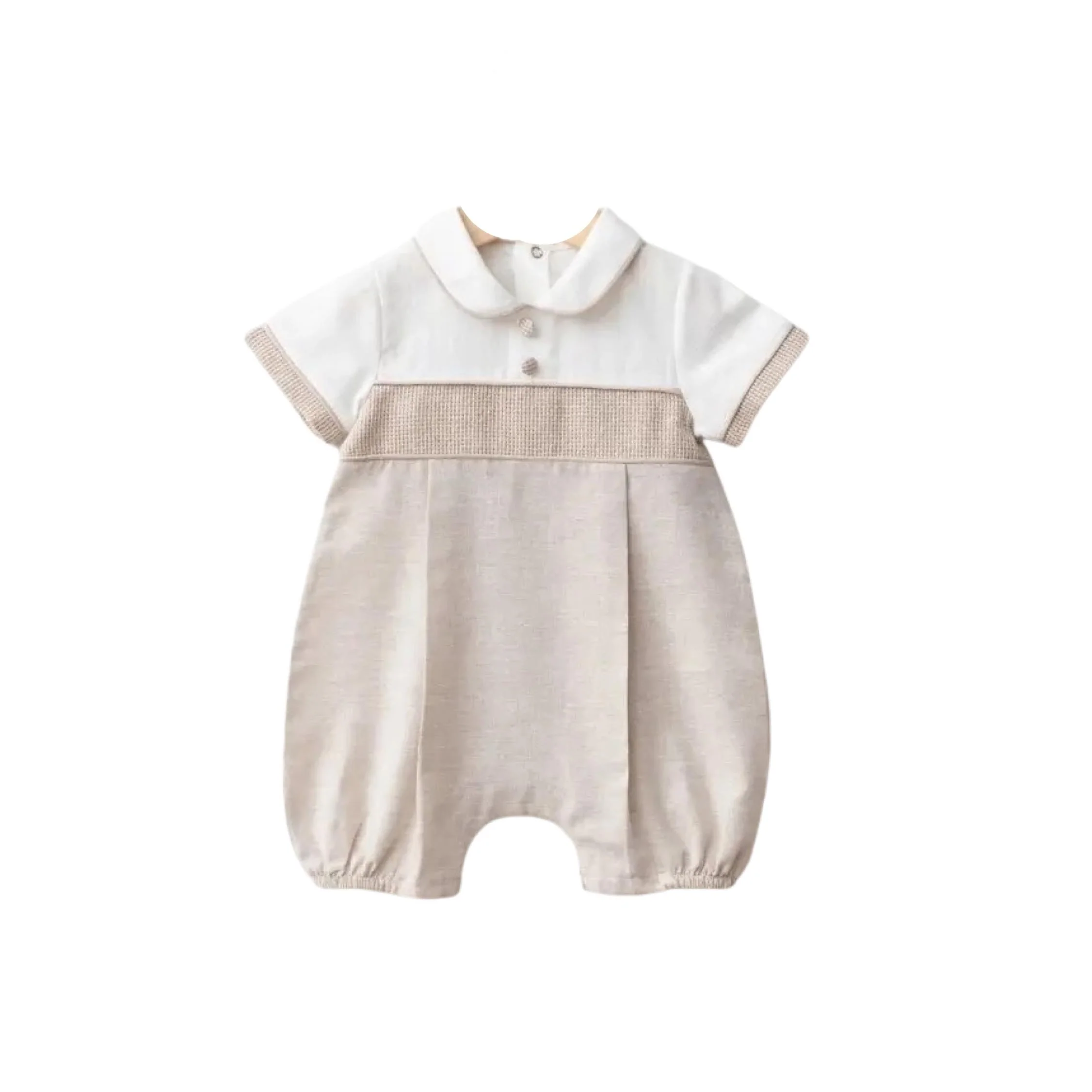 Natural Linen Baby Boy Romper