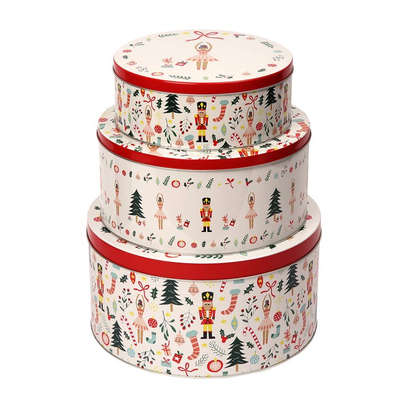 Nutcracker Set Of 3 Round Cake Tins | Dexam