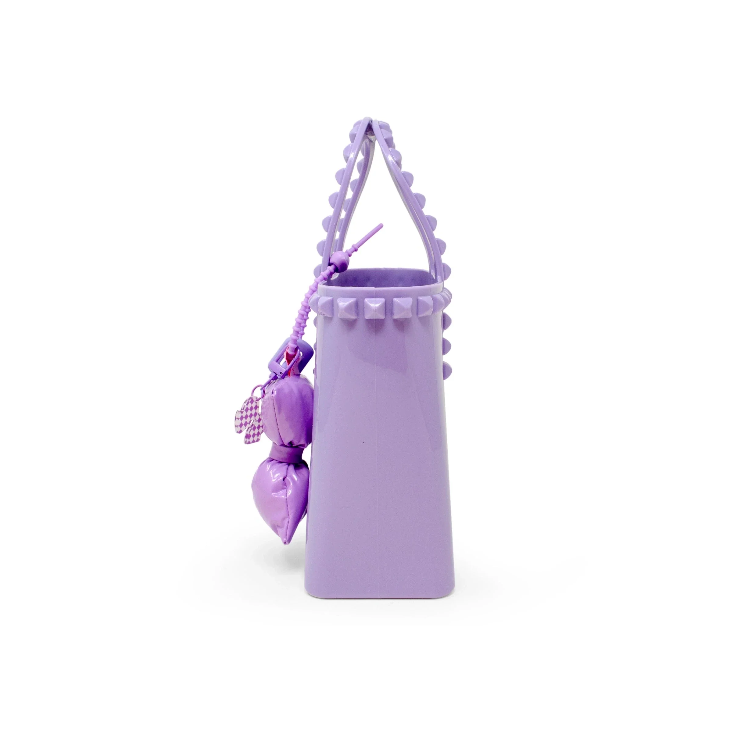 Tiny Jelly Stud Tote w/ Puffy Bow Charm - Purple