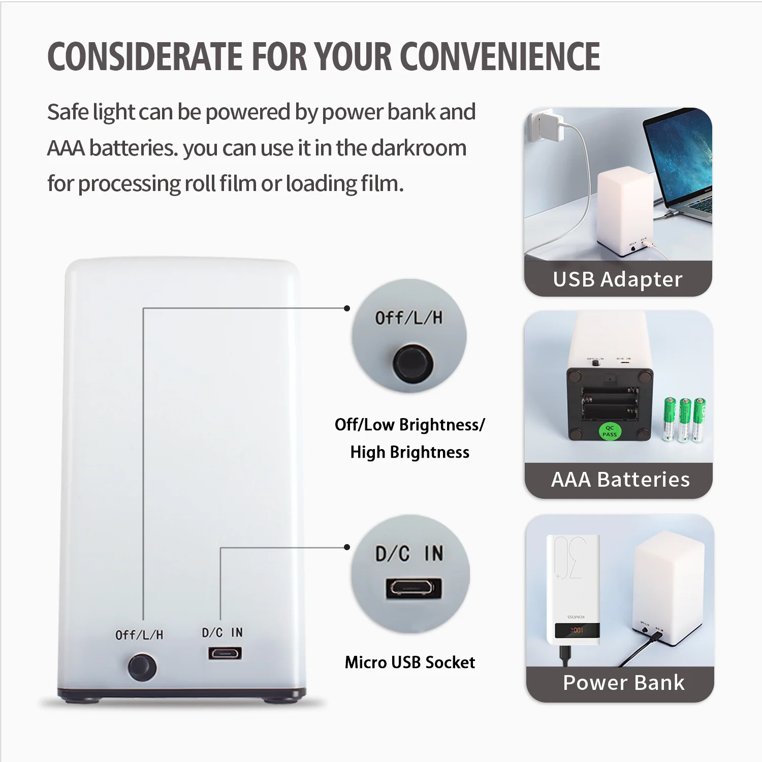 Darkroom Red Safelight Desk Portable Safe Light 635nm LED for B&W Film Developing Processing