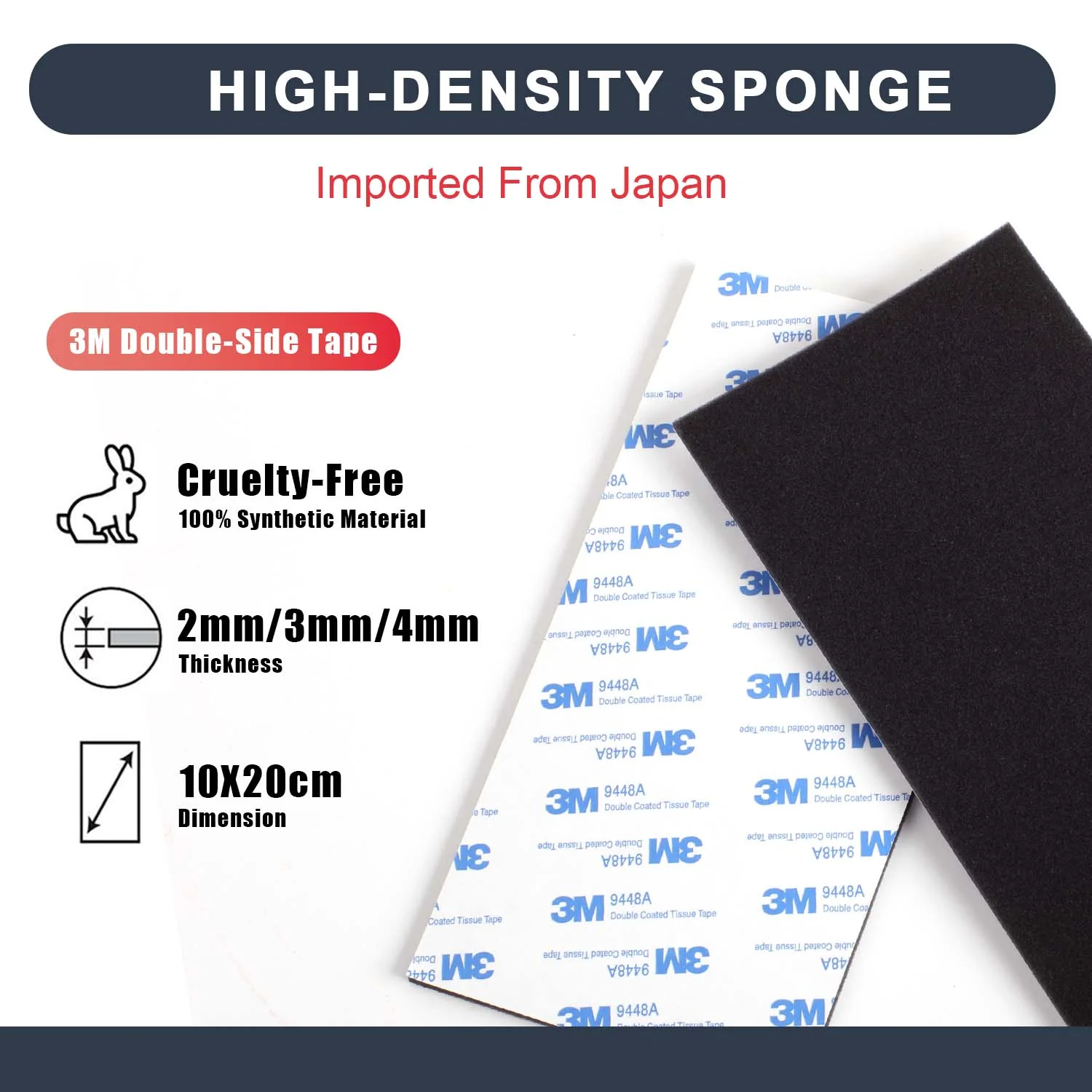 10x20cm Film Camera Back Seal Light Foam Kit Sponge Sheet Adhesive 2mm 3mm 4mm