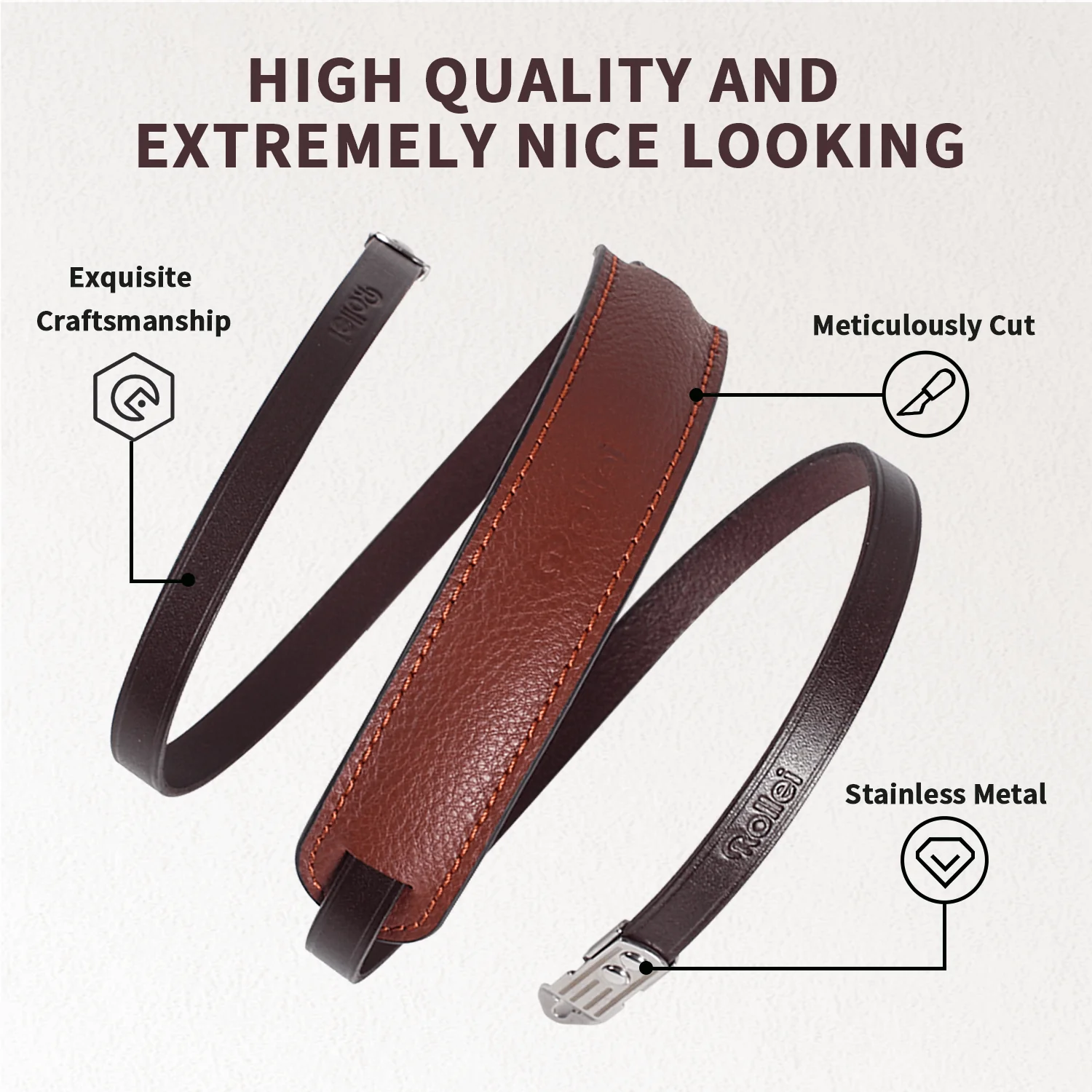 Leather Neck Strap With Shoulder Pad For Rolleiflex 2.8C 2.8D TLR Camera