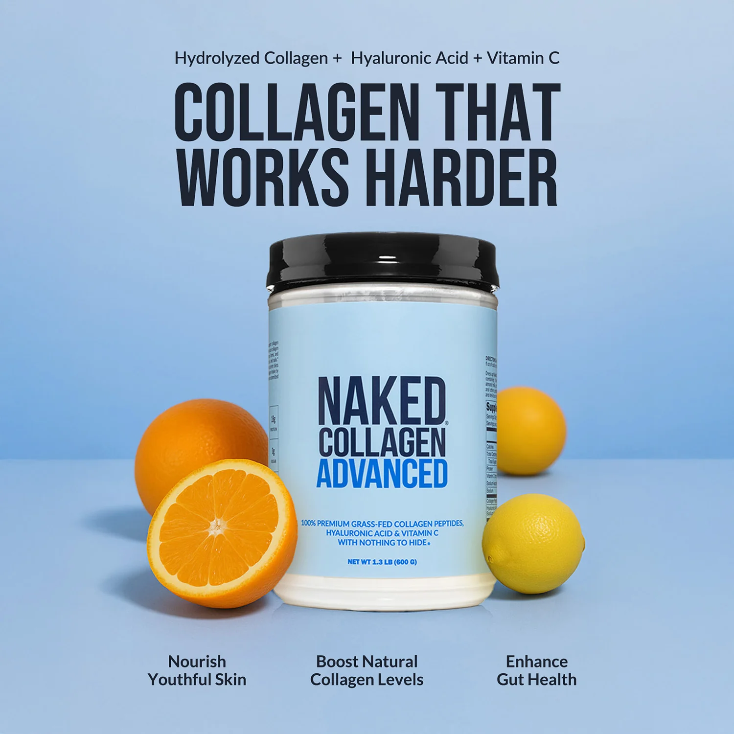 Collagen Peptides with Hyaluronic Acid | Naked Collagen Advanced - 1.3 LB