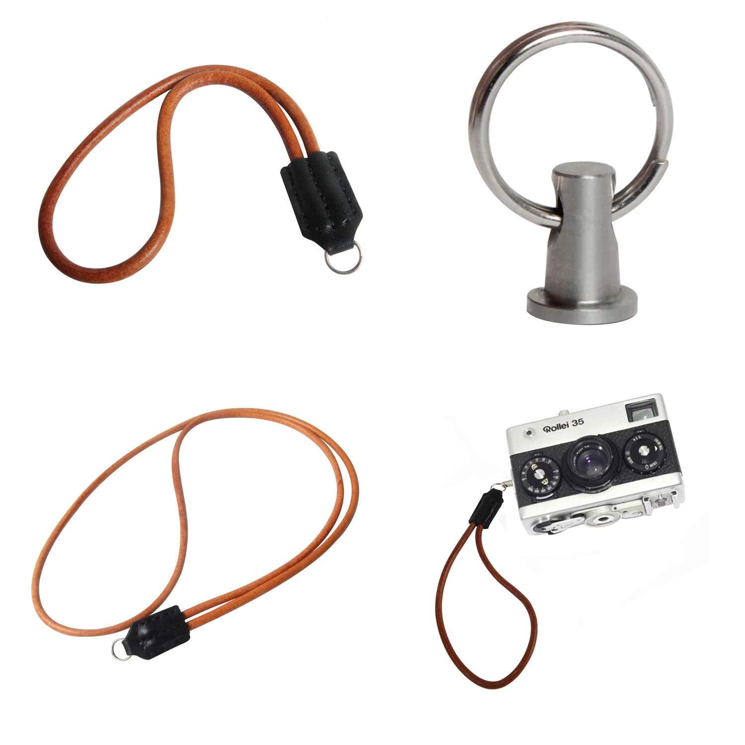 Leather Neck Wrist Shoulder Strap Belt Clips Lugs For Rollei 35 Silver Black Classic 35 35S 35T 35SE 35TE AS IS 35 LED B35 Cameras