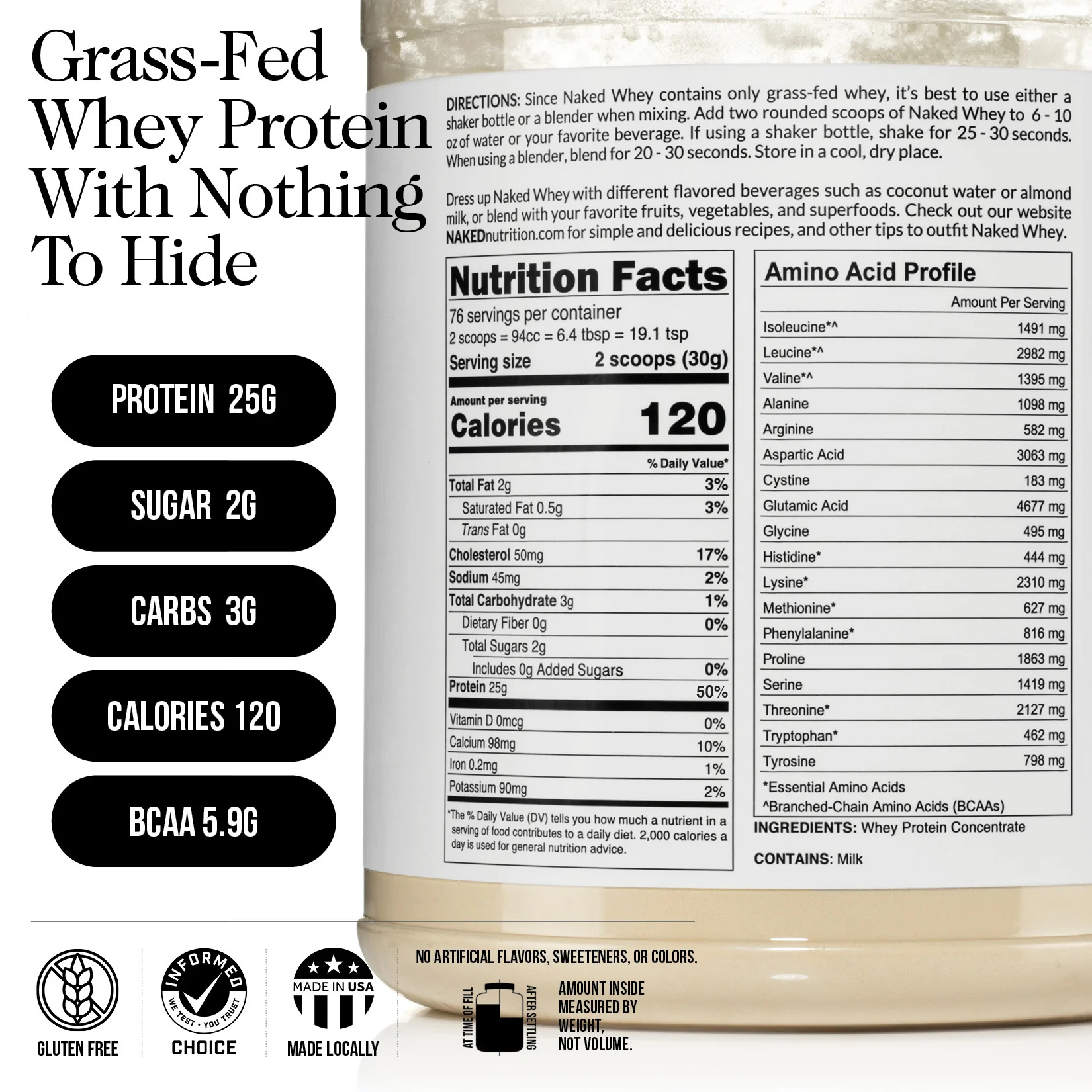 Grass Fed Whey Protein Powder | Naked Whey - 5LB