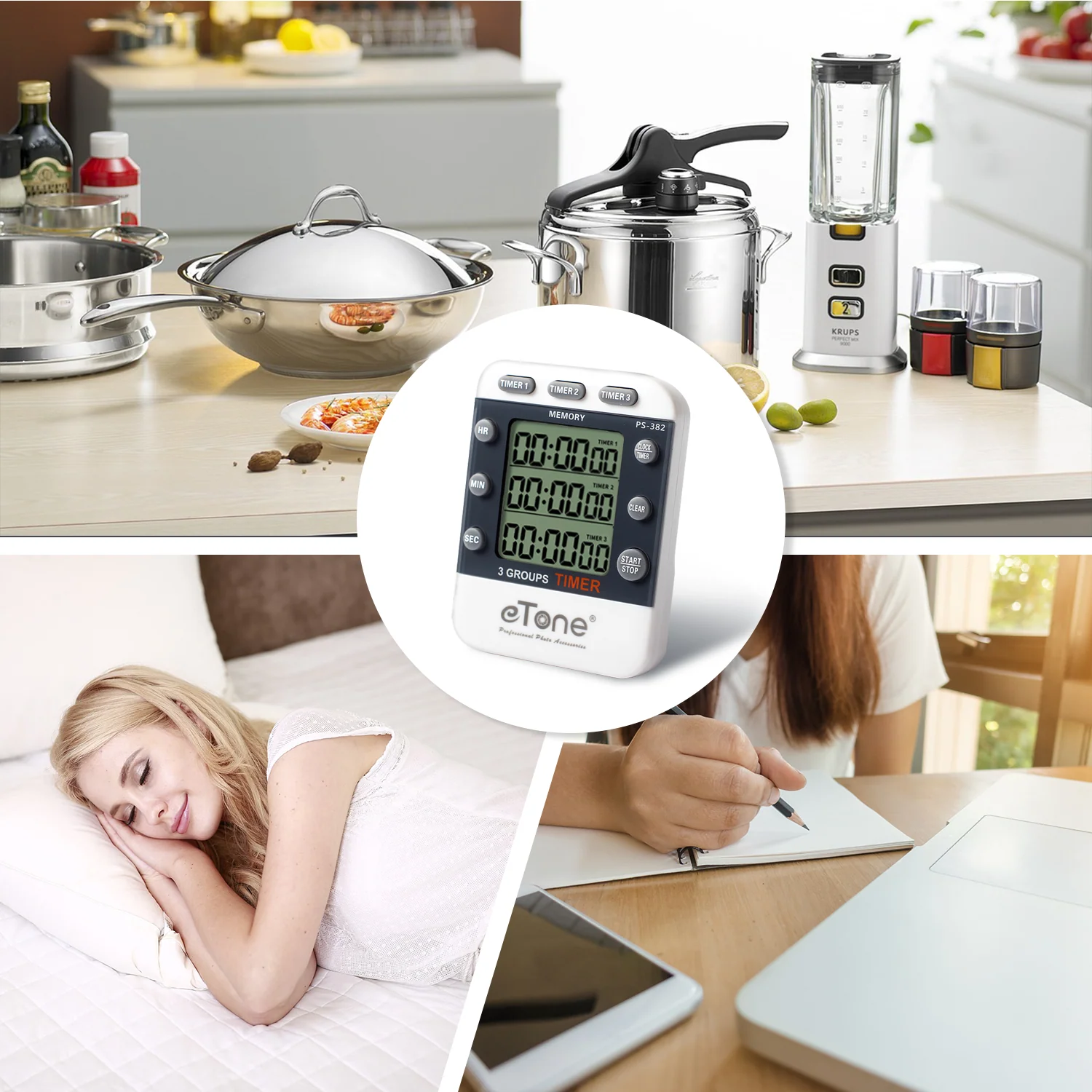 eTone 3 Channel Triple Darkroom Timer Counter Film Developing Countdown Clock