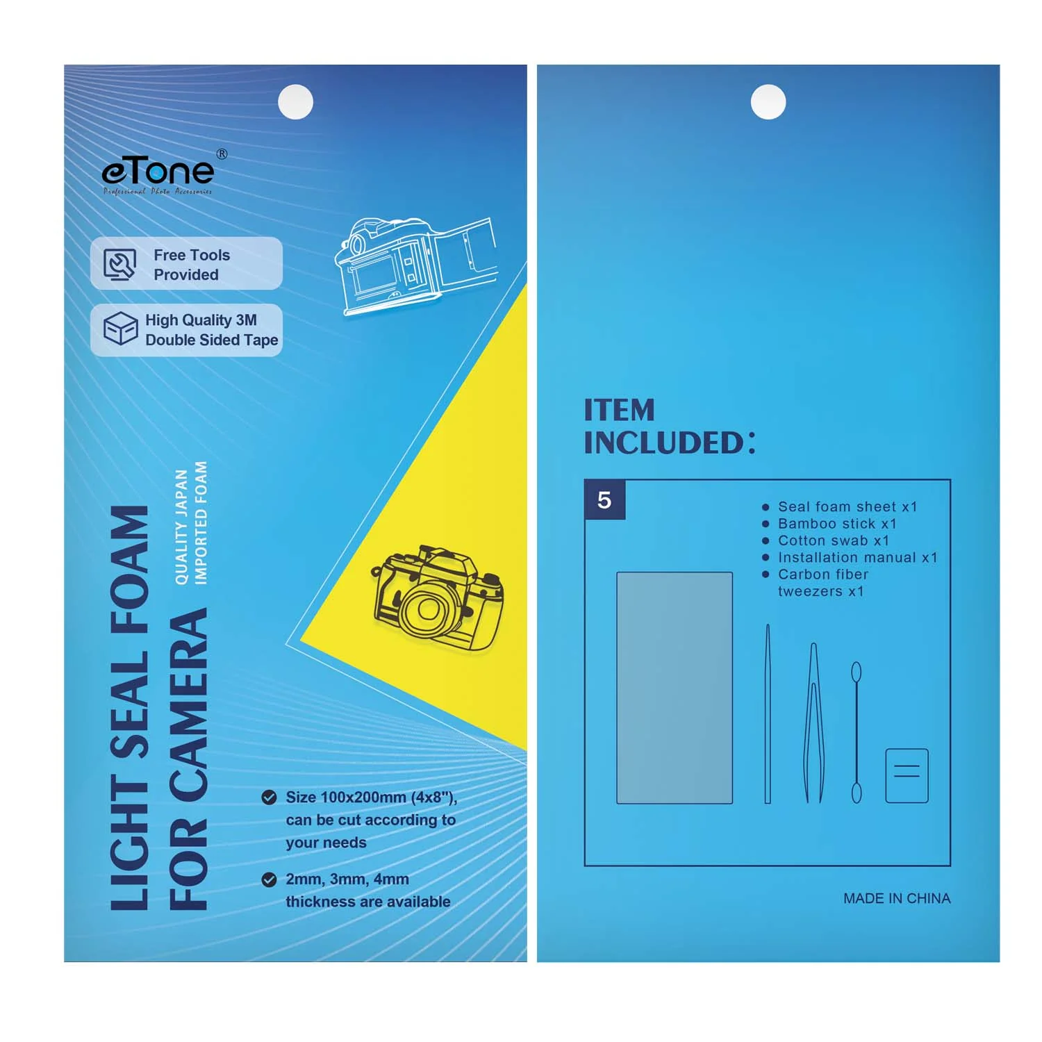 10x20cm Film Camera Back Seal Light Foam Kit Sponge Sheet Adhesive 2mm 3mm 4mm