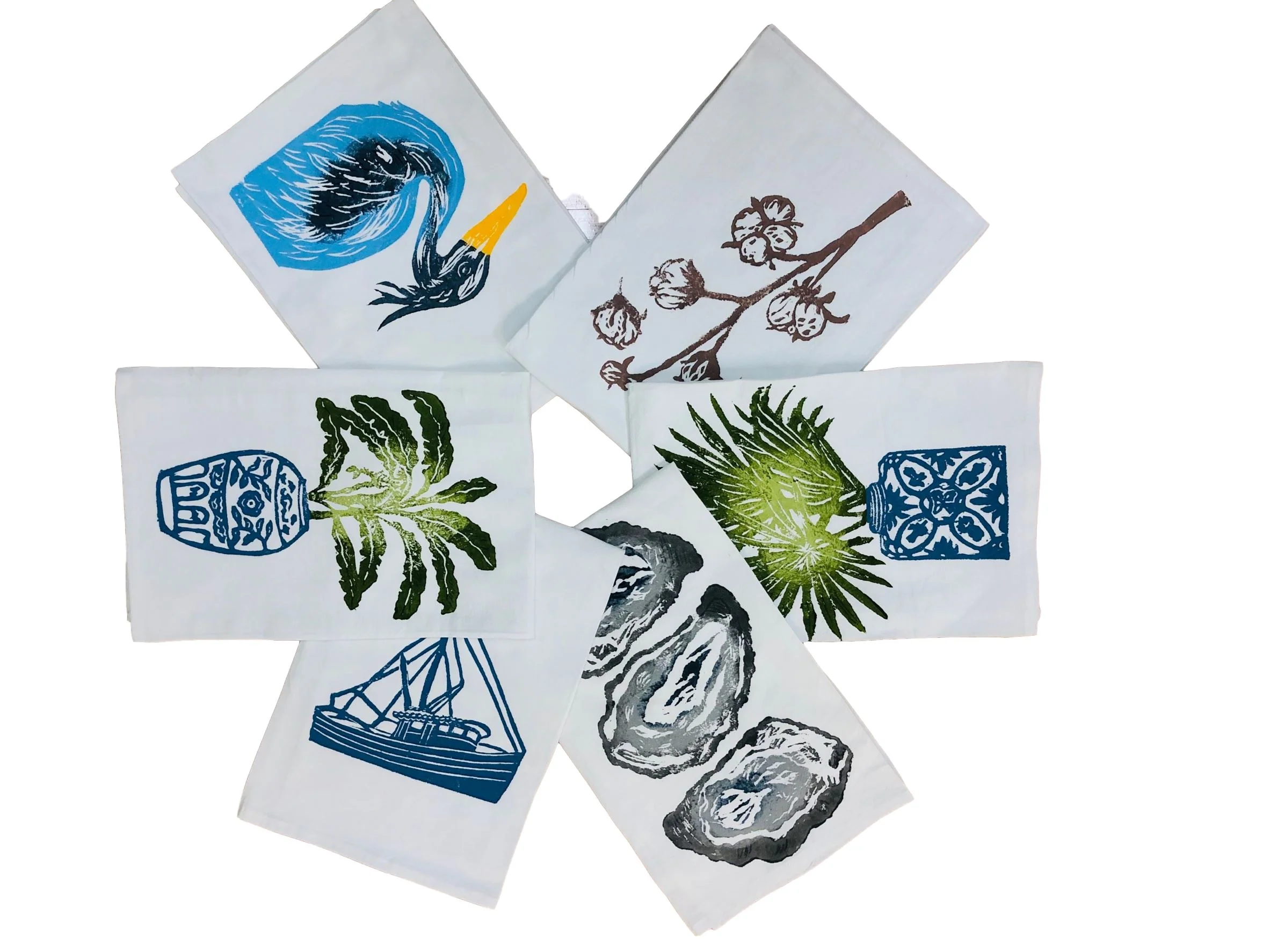 Hand Printed Kitchen Flour Sack Towels