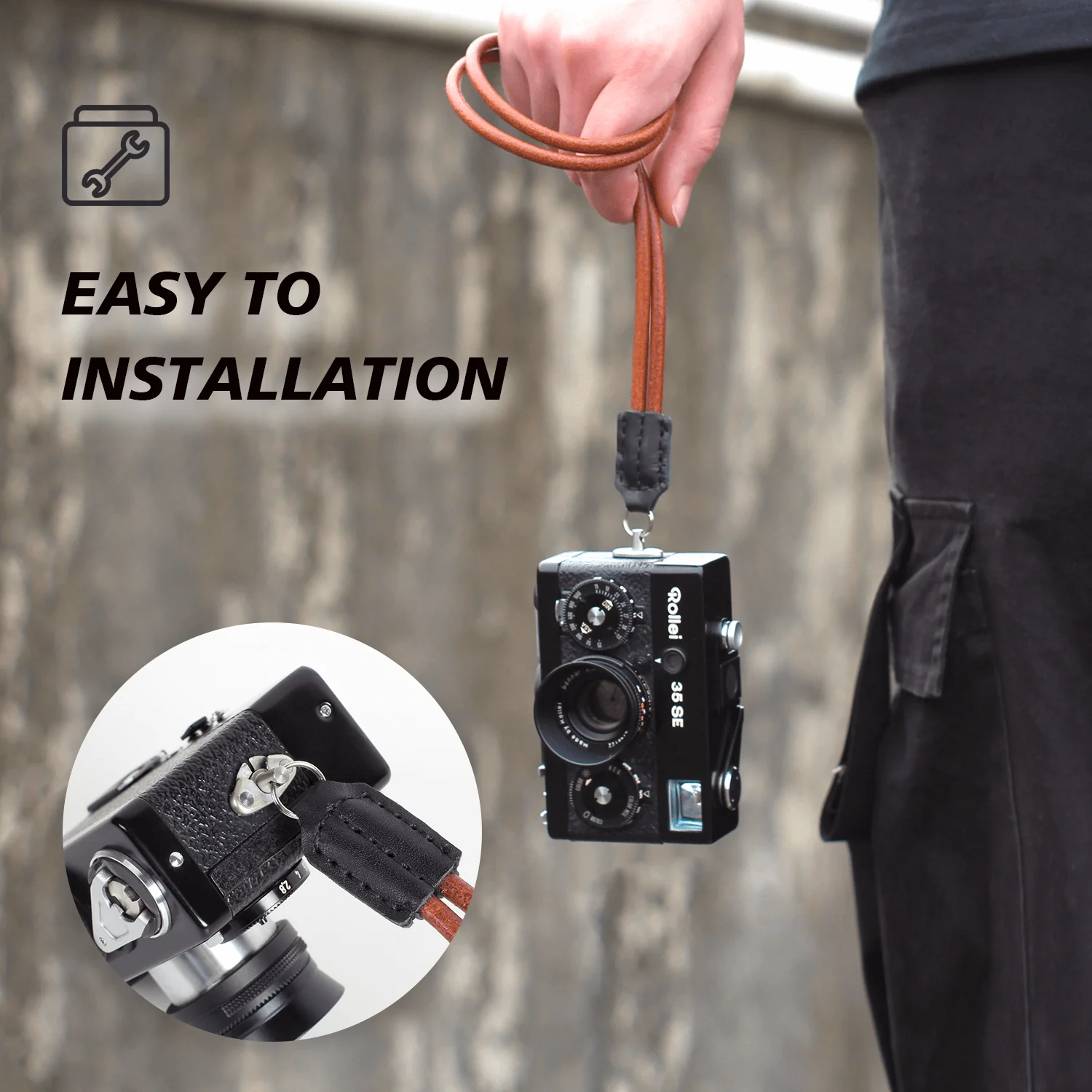 Leather Neck Wrist Shoulder Strap Belt Clips Lugs For Rollei 35 Silver Black Classic 35 35S 35T 35SE 35TE AS IS 35 LED B35 Cameras