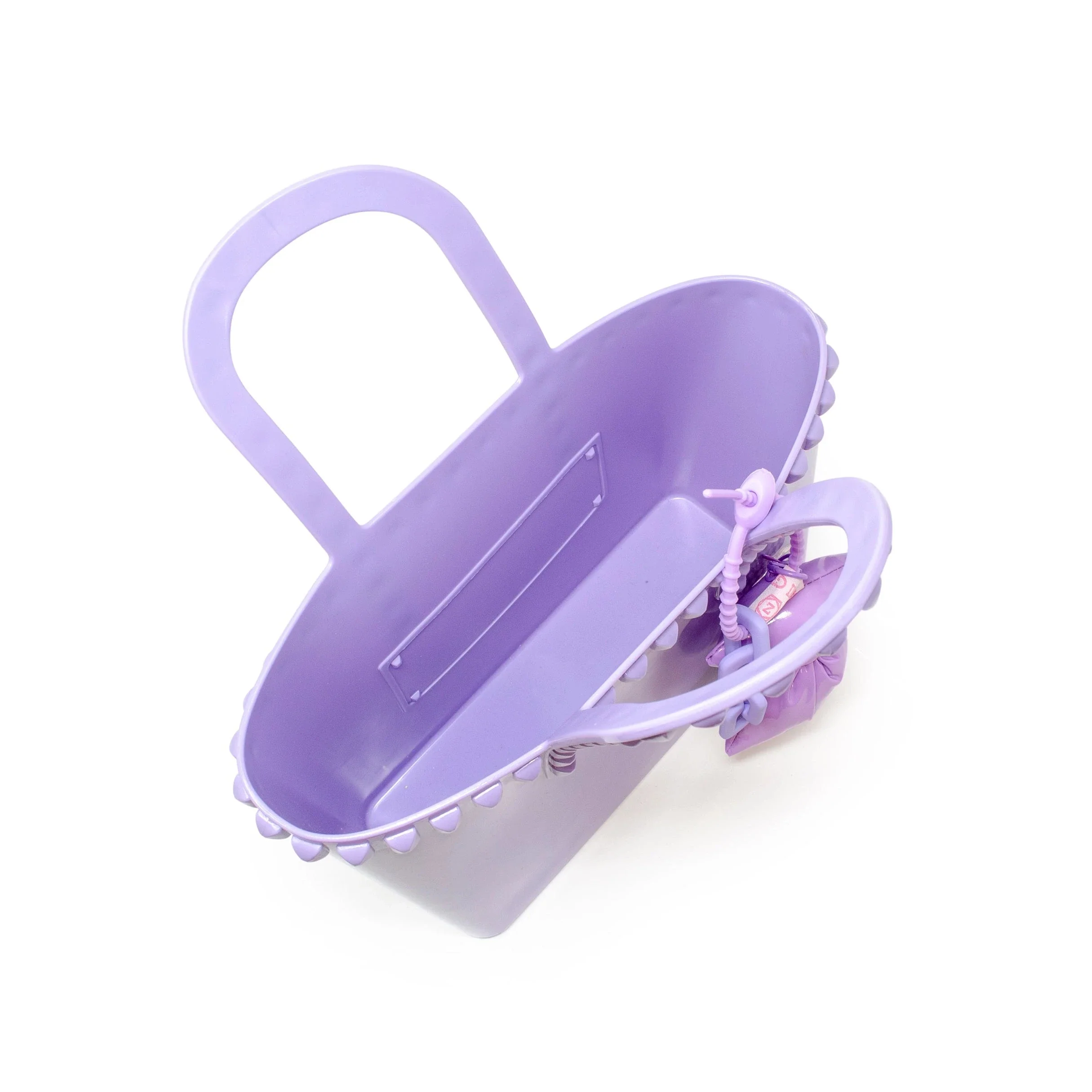 Tiny Jelly Stud Tote w/ Puffy Bow Charm - Purple