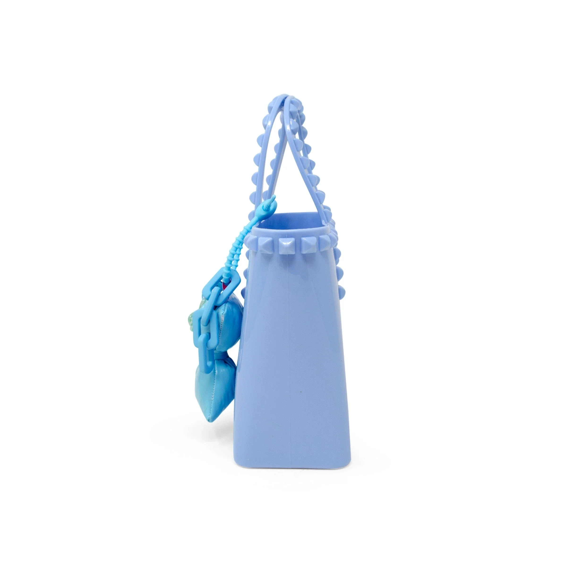 Tiny Jelly Stud Tote w/ Puffy Bow Charm - Blue
