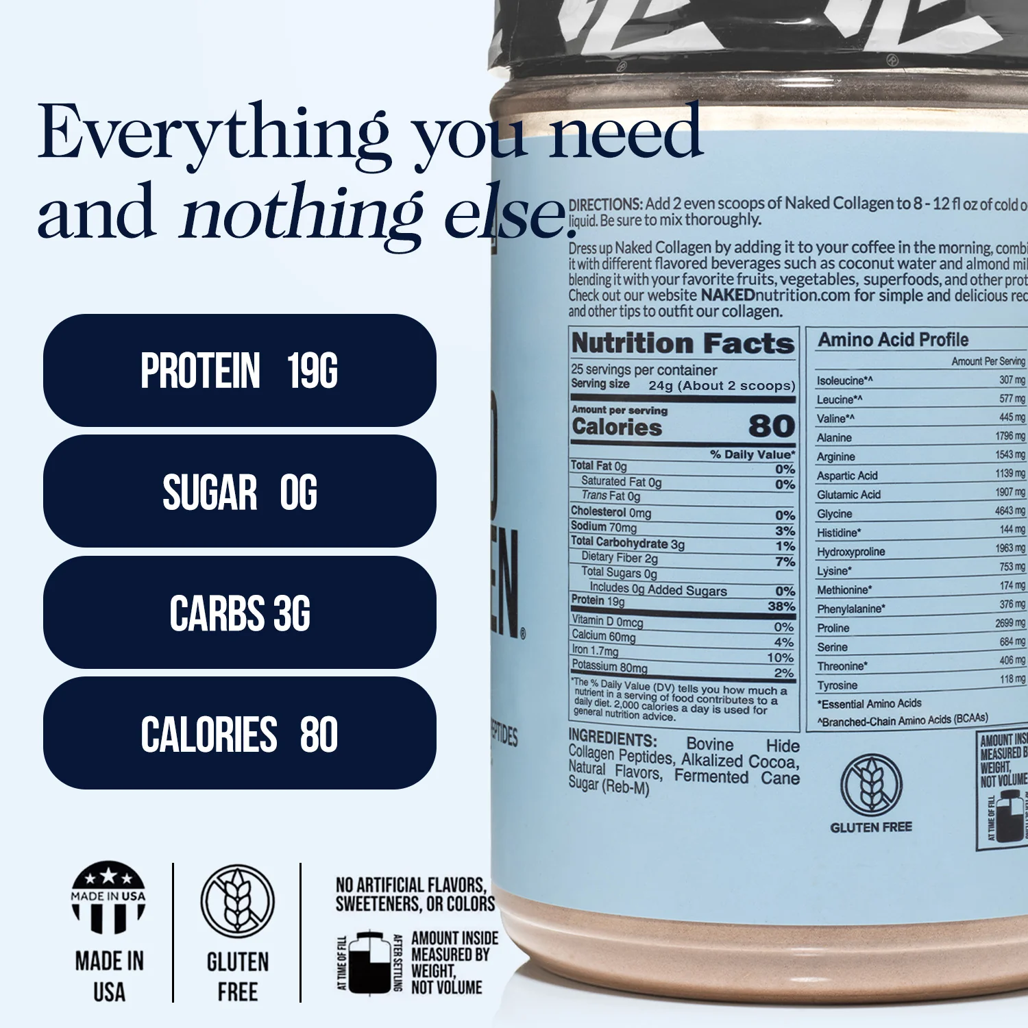 Chocolate Collagen Peptides Powder | Naked Collagen - 1.3 LB