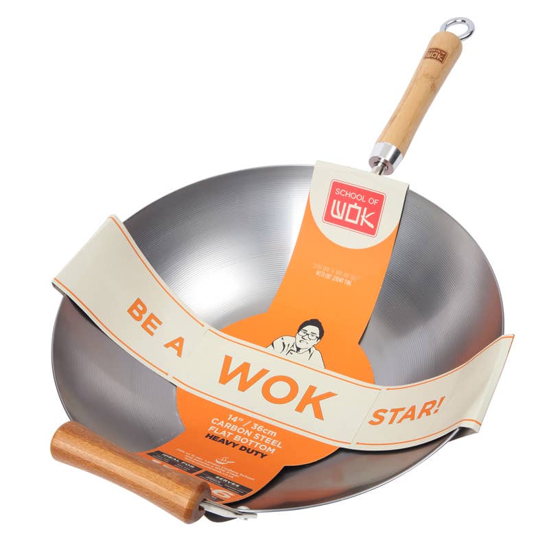 Wok Star 14in/35cm Carbon Steel Heavy Duty Wok | Dexam