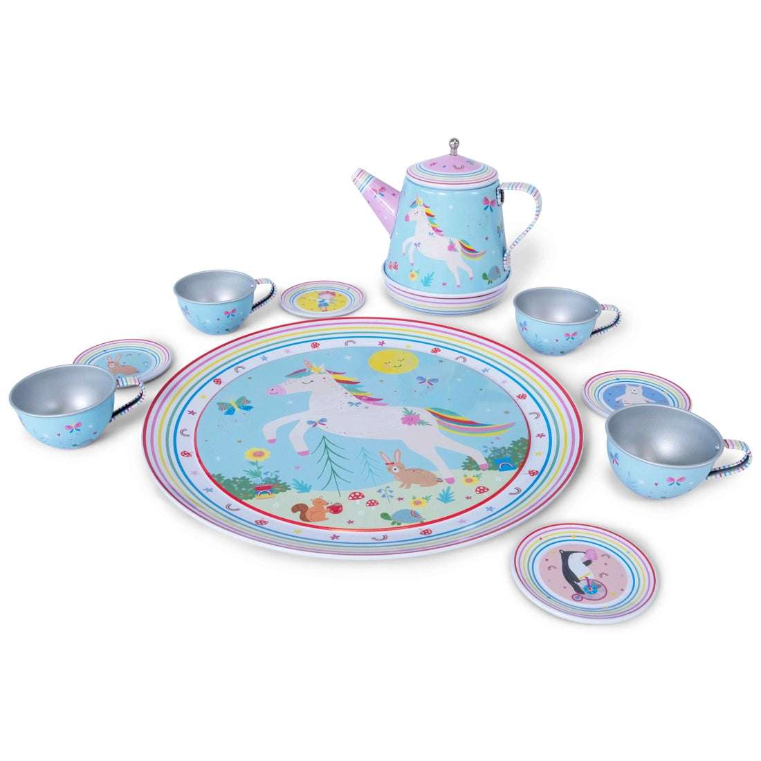Rainbow Fairy 11pc Musical Tin Tea Set