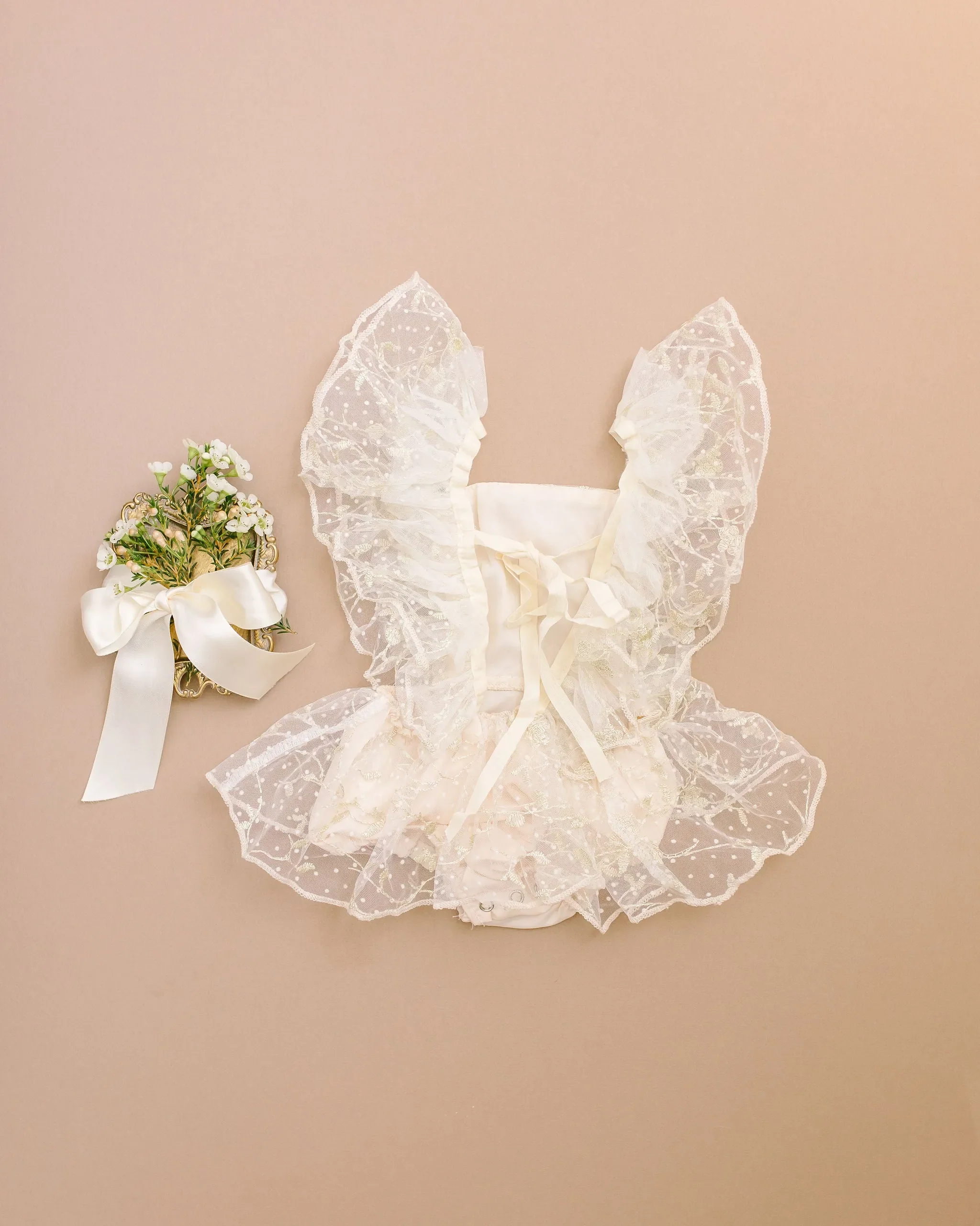 Starlight Lace Romper in Ivory