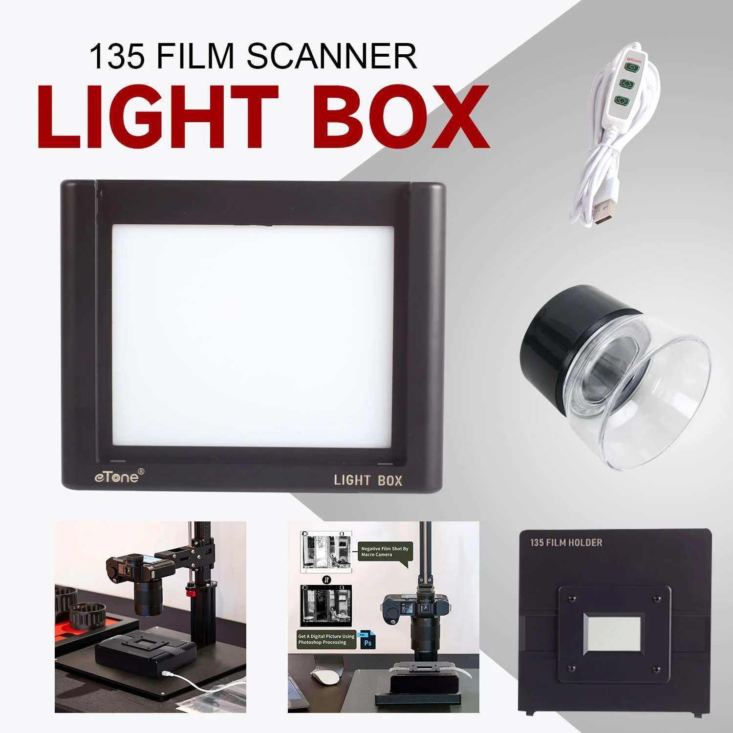 120 135 4x5 Slide Film Viewer Light Box for Digitizing Viewing Scanning Negatives and Slides,  USB Powered Light Box Scanner