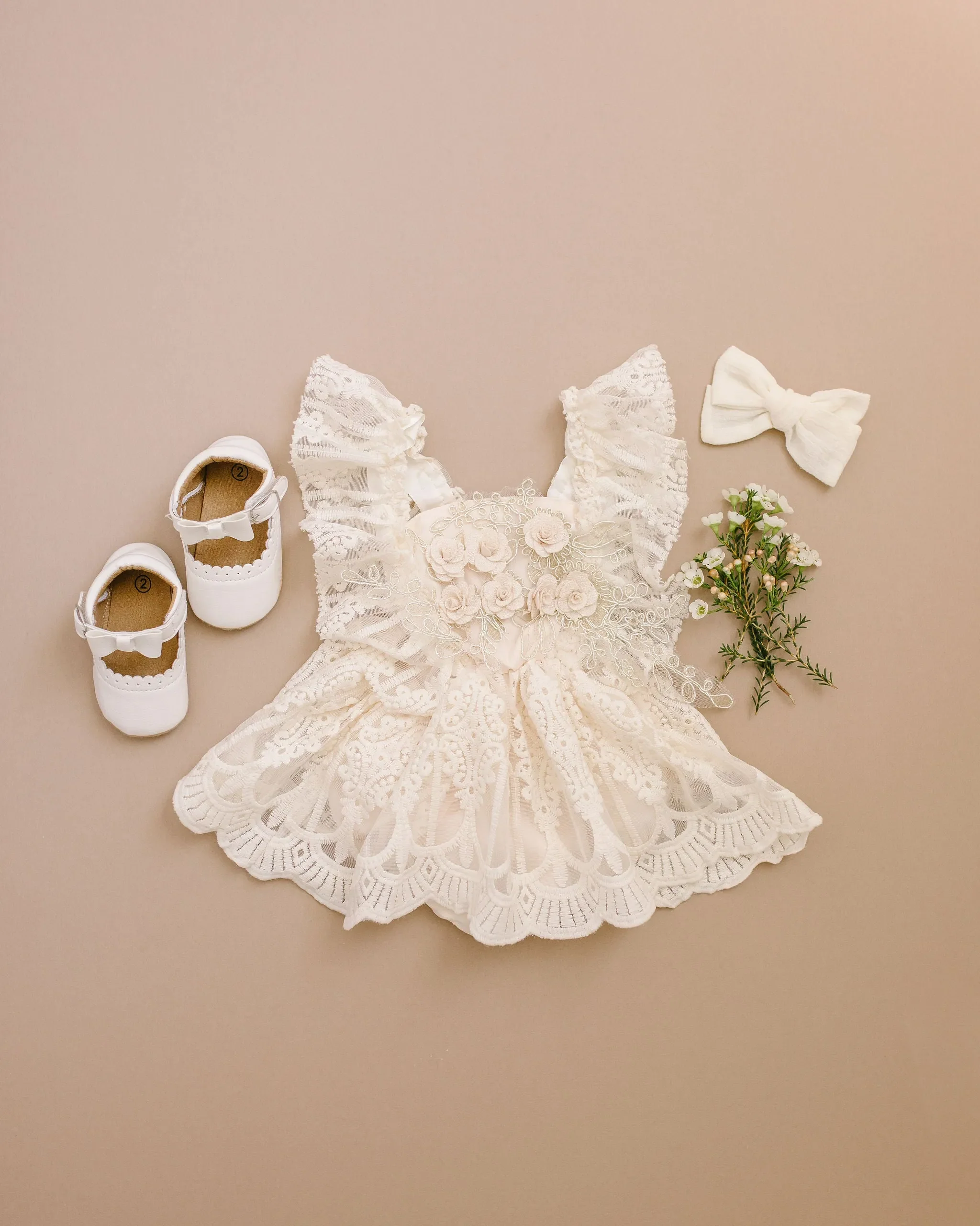 Rosalie Bloom Romper in Cream