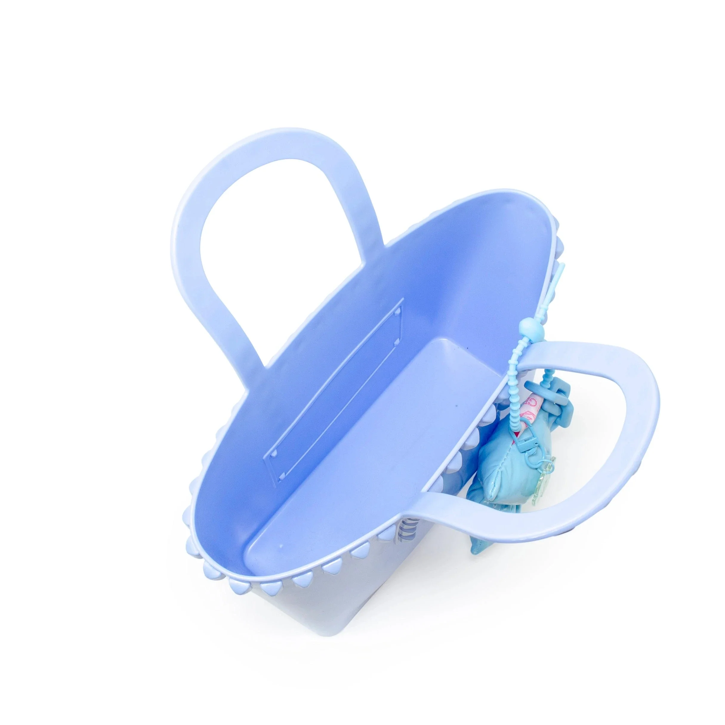 Tiny Jelly Stud Tote w/ Puffy Bow Charm - Blue