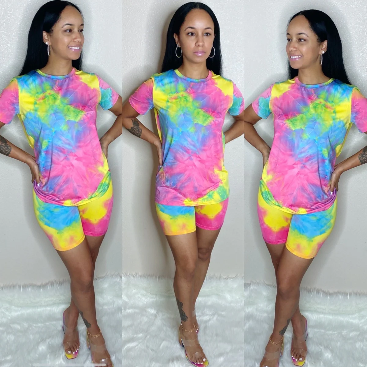 Rainbow (Tie dye 2 pc biker set)