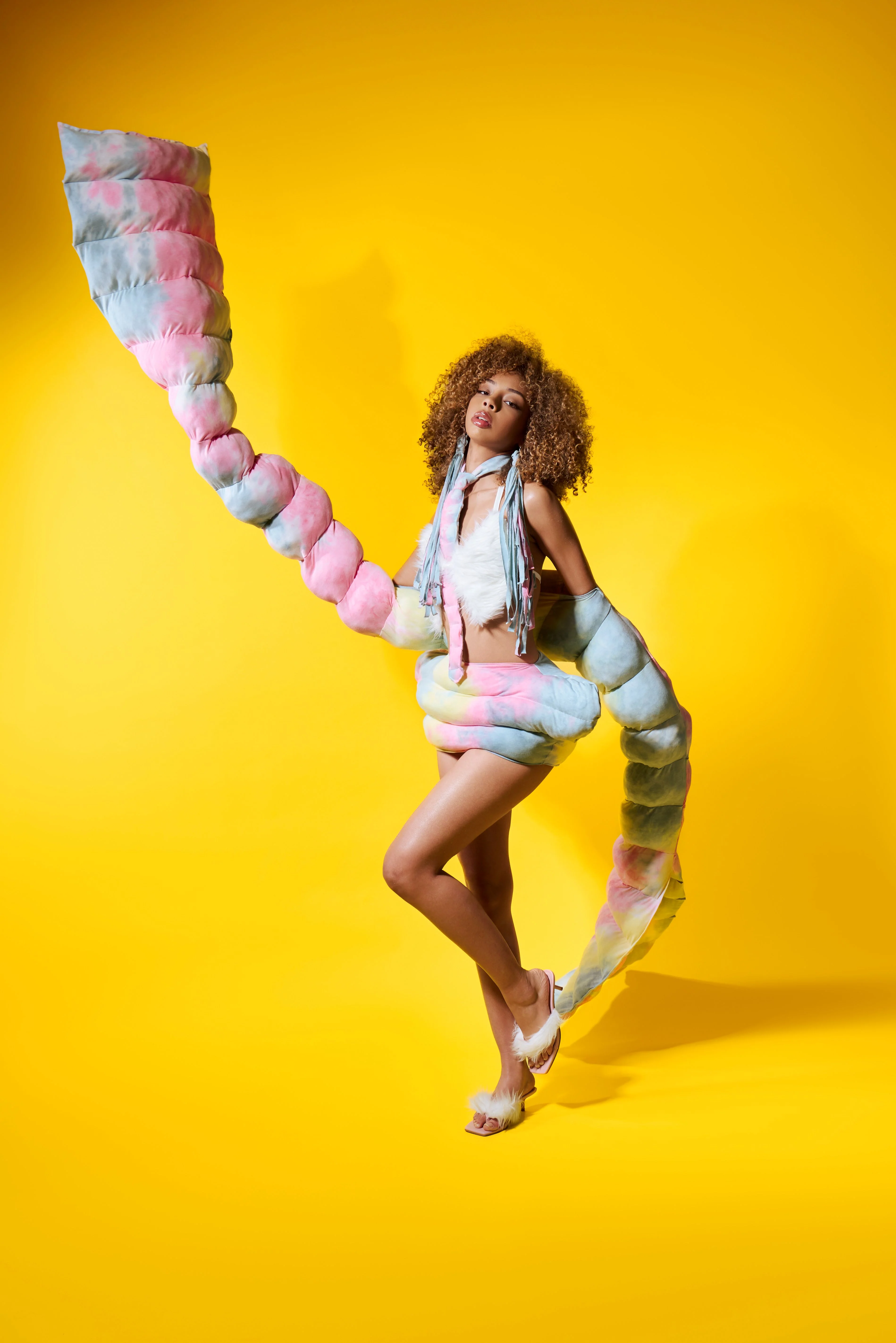 Tie Dye Puffer Shawl