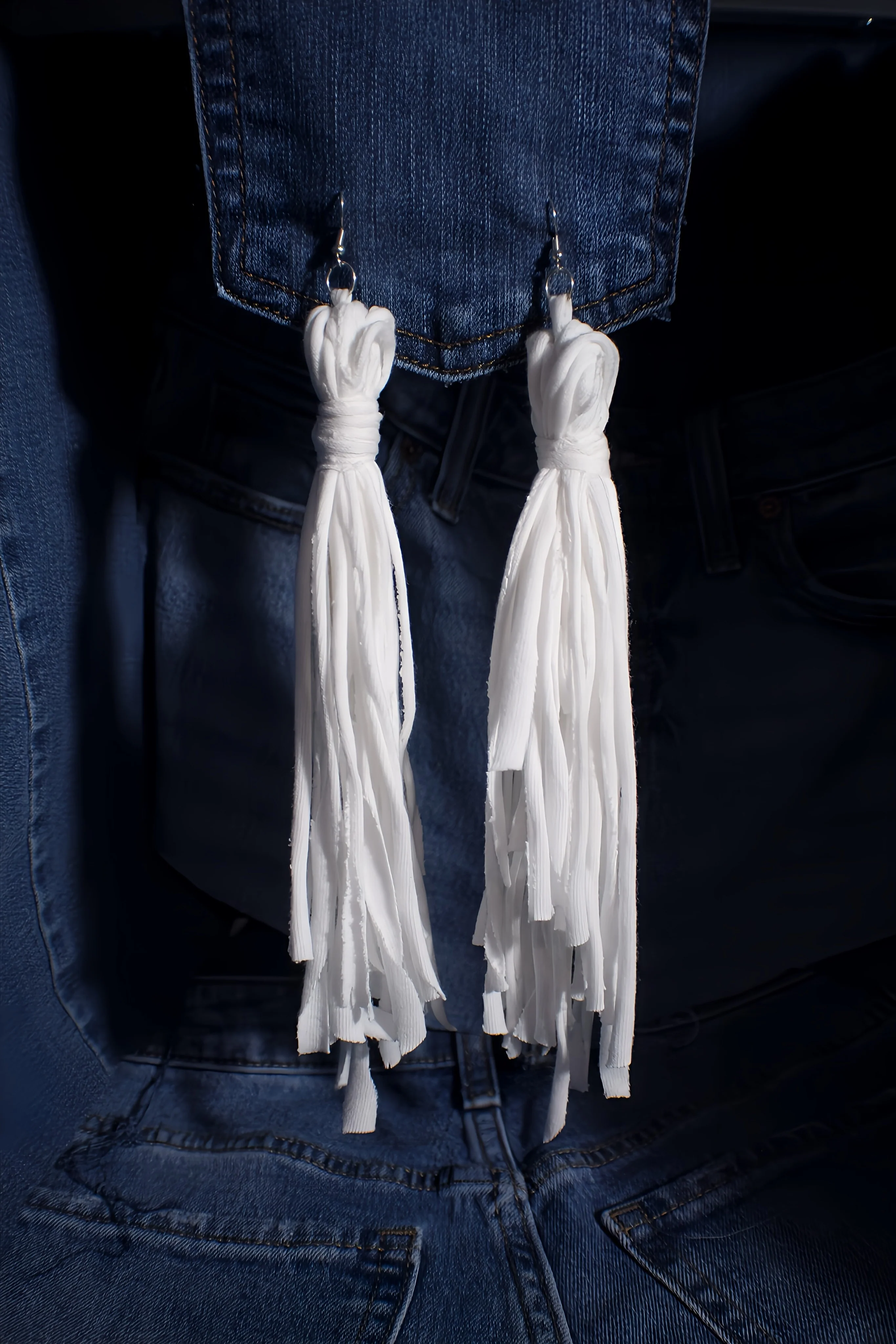 White Tassel Earrings