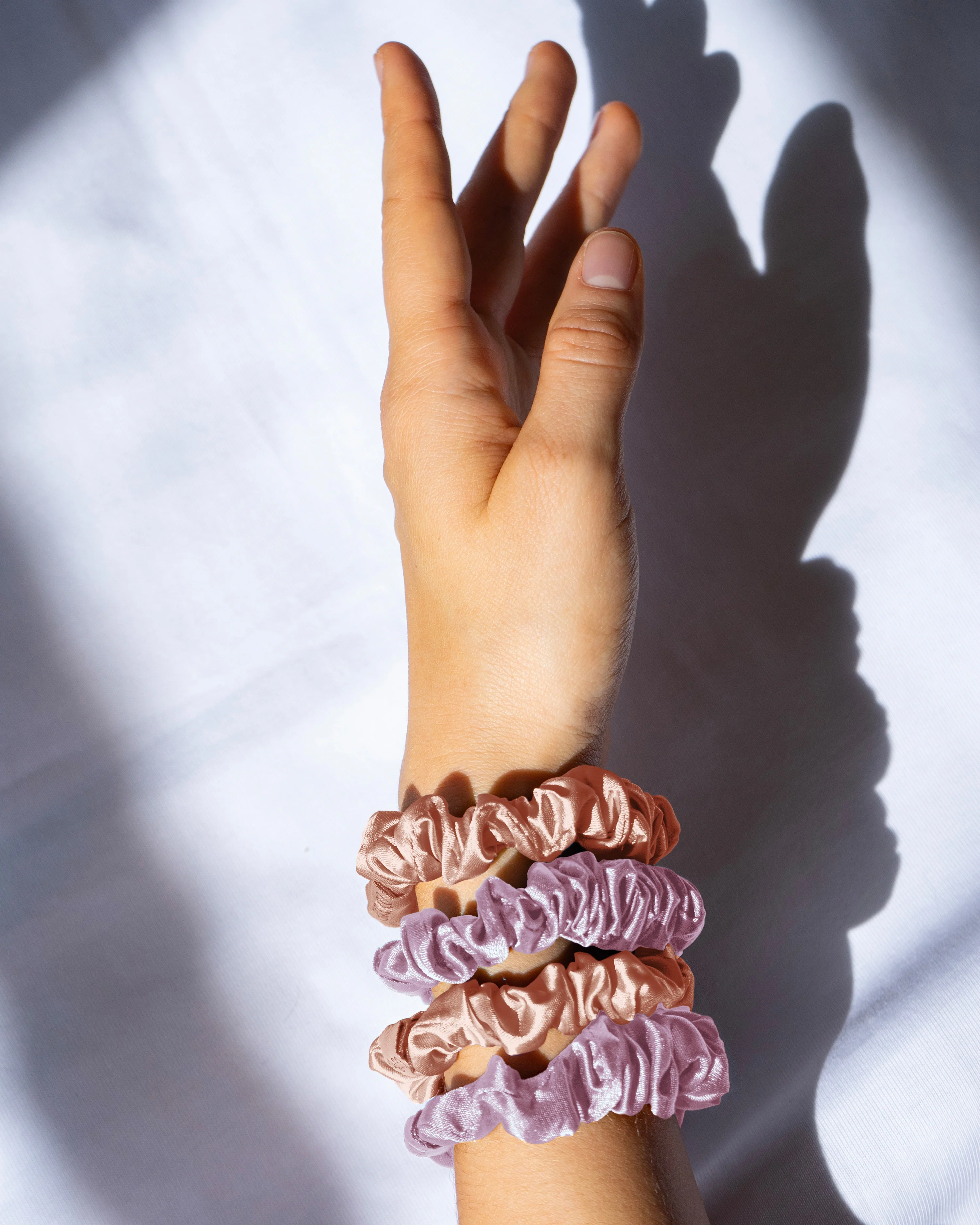 Skinny Satin Scrunchies 4pk - Sherbert/Nusa Dua