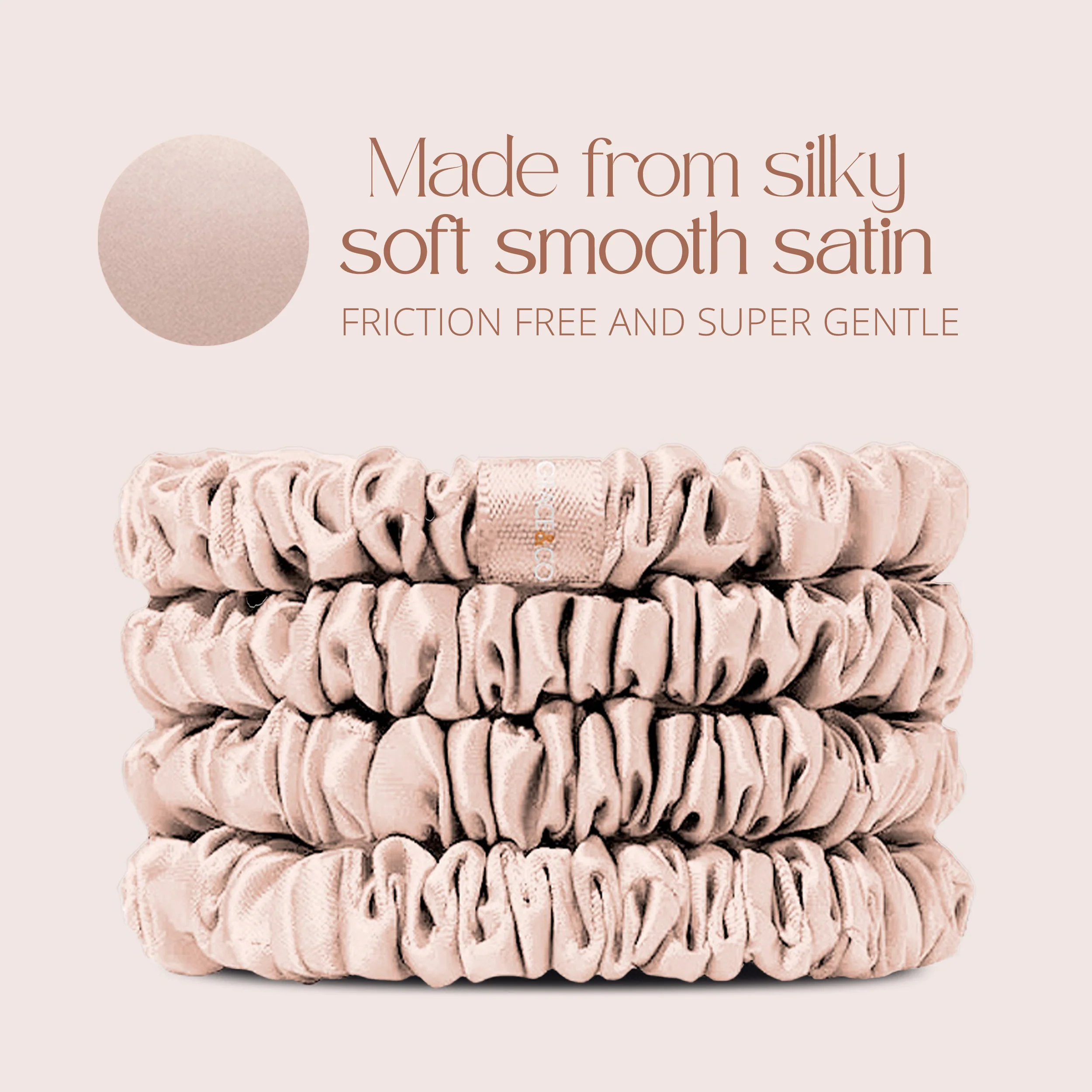 Skinny Satin Scrunchies 4pk - Peony