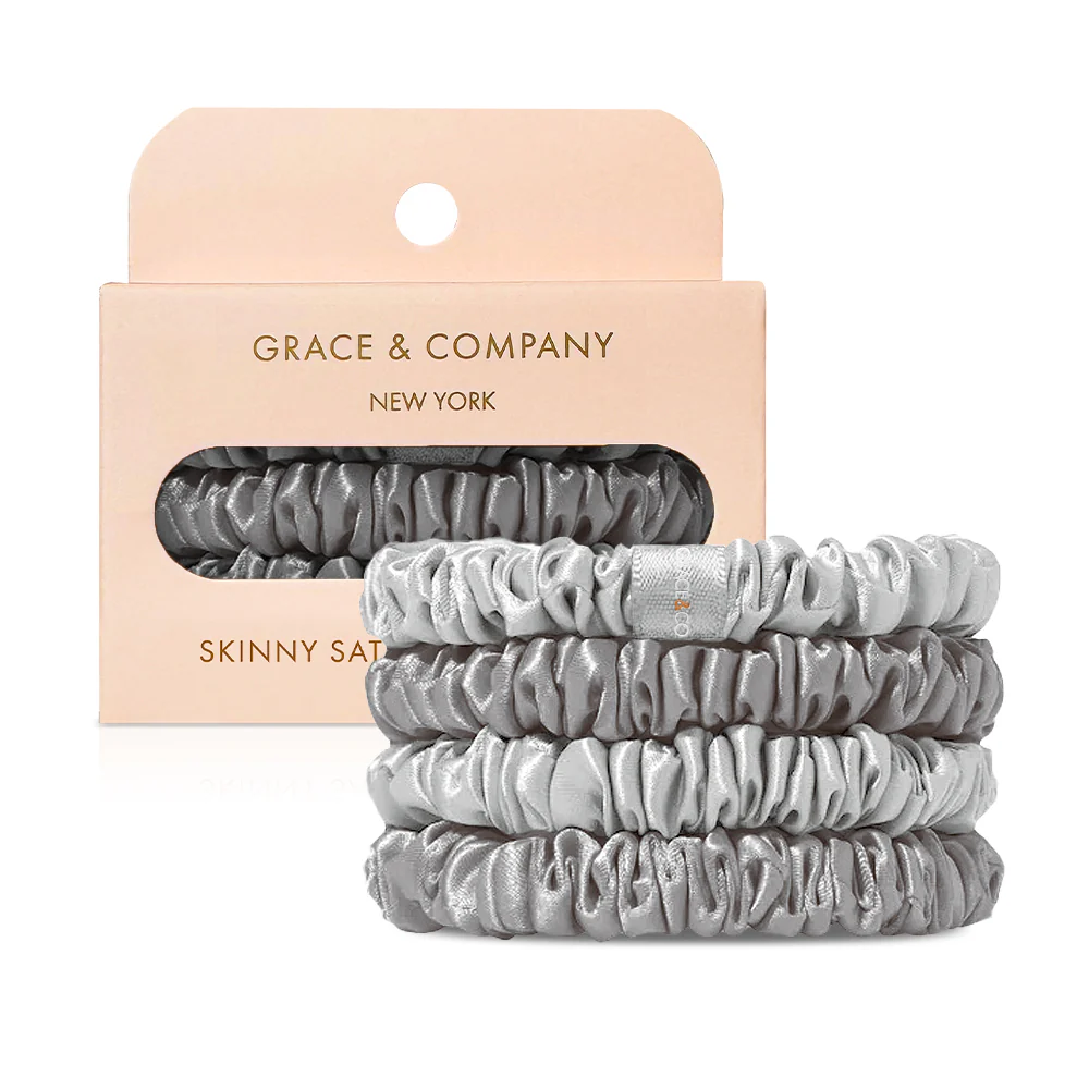 Skinny Satin Scrunchies 4pk - Cascais/Half Moon Bay