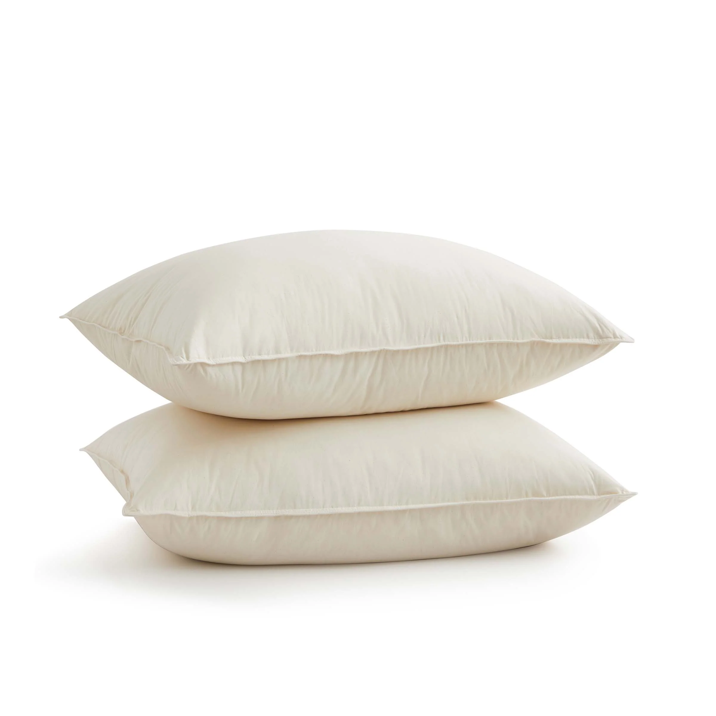 2 Pack Organic Cotton Down Feather Pillows for Back and Side Sleepers