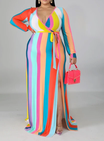 IT'S LOVE STRIPED MAXI DRESS
