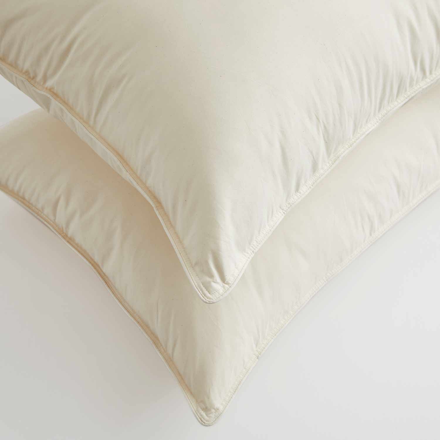2 Pack Organic Cotton Down Feather Pillows for Back and Side Sleepers