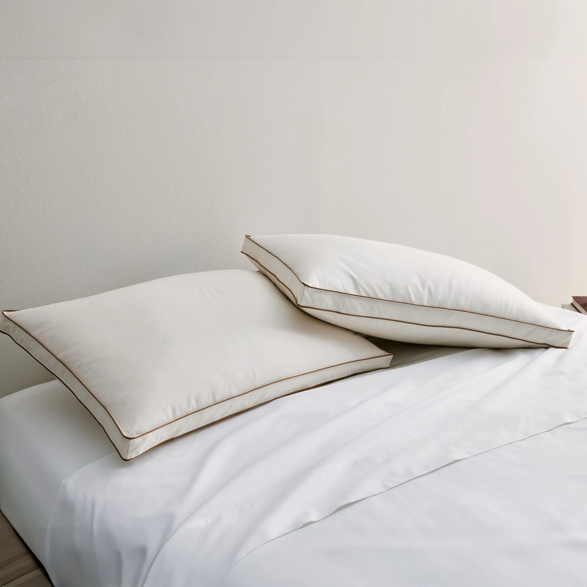 2 Pack Organic Cotton Down Feather Pillows for Back and Side Sleepers