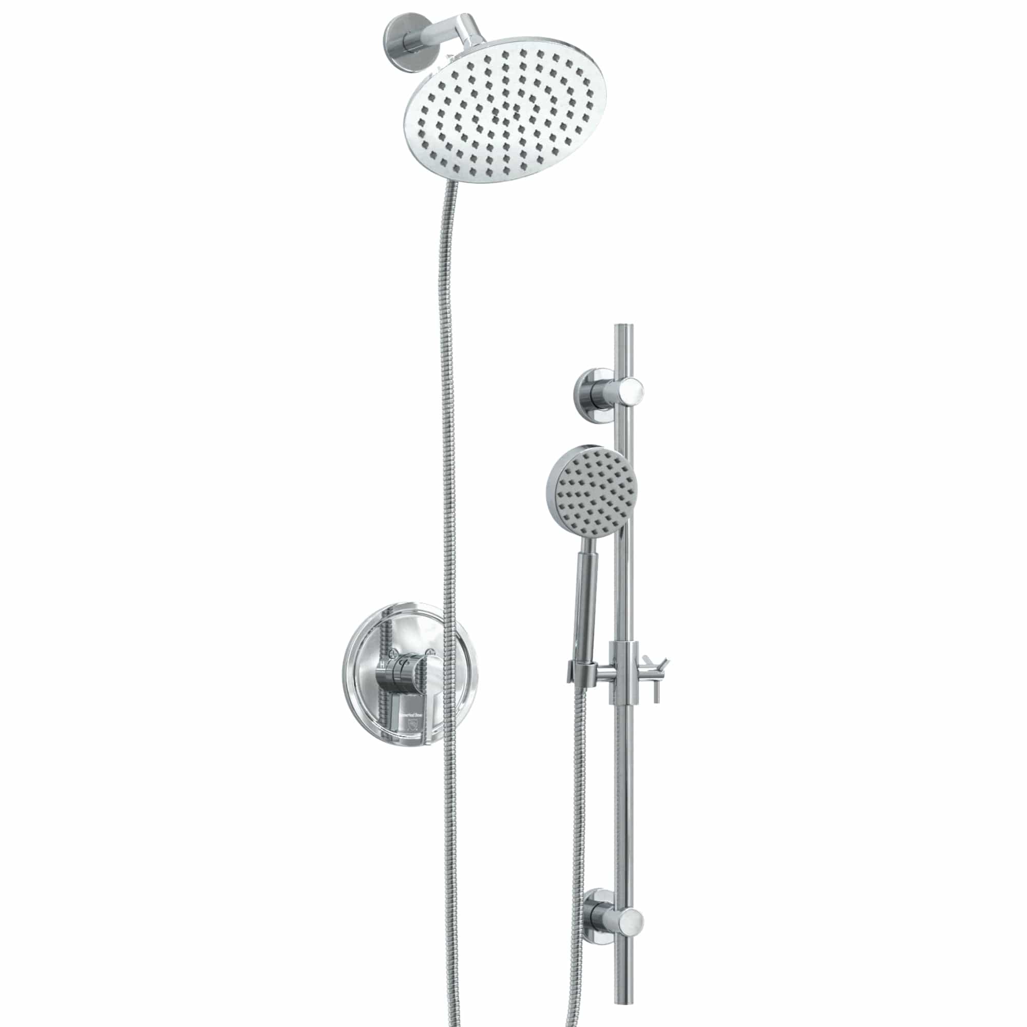 1-Handle Valve and Trim Shower System with Dual Shower Head and Slide Bar