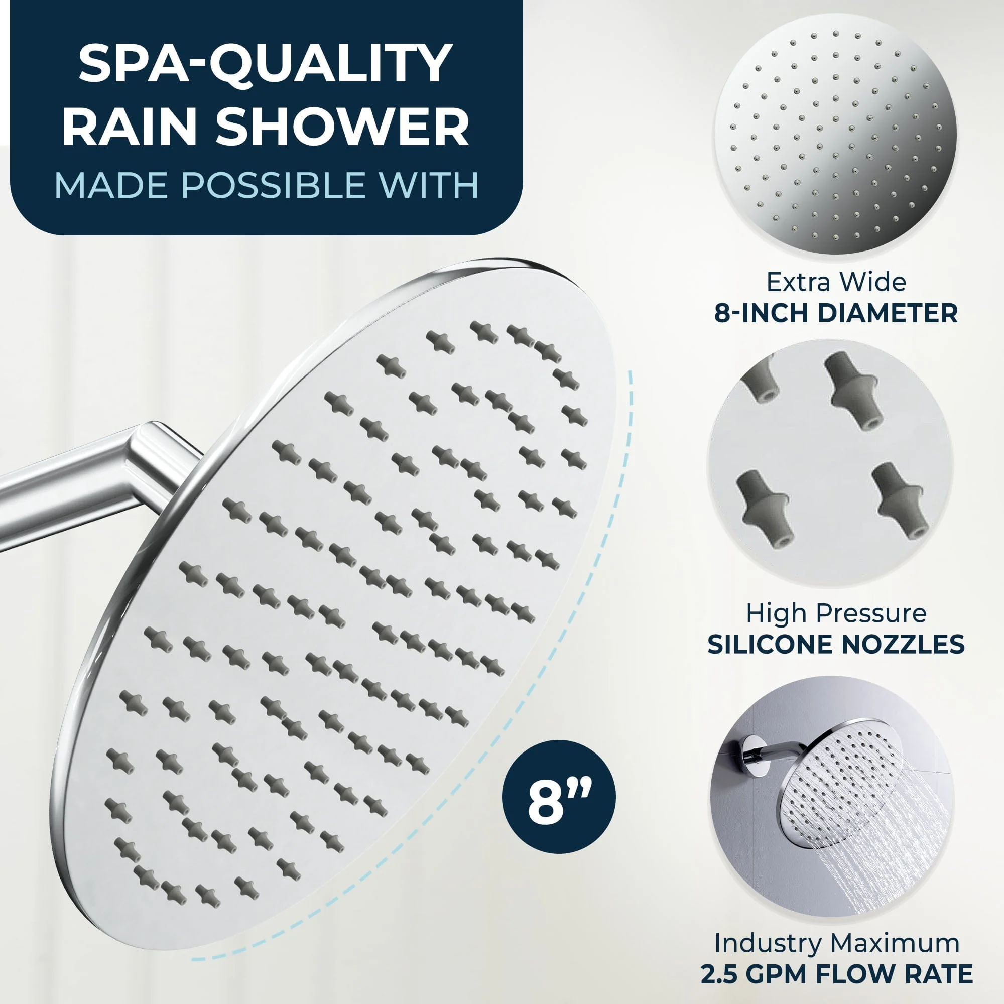 8 Inch Rain Shower Head with Shower Head Filter