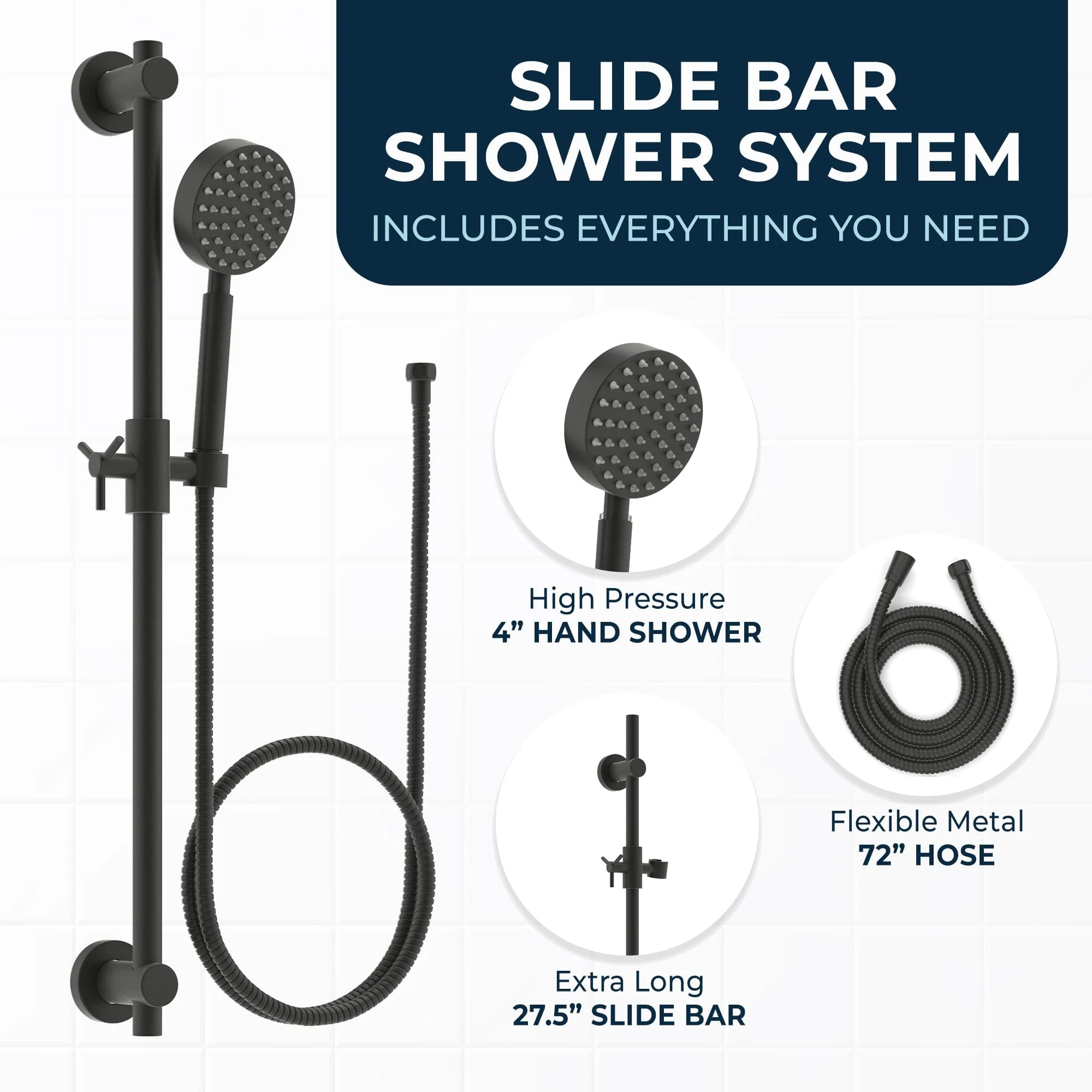 Slide Bar with Handheld Shower Head Set