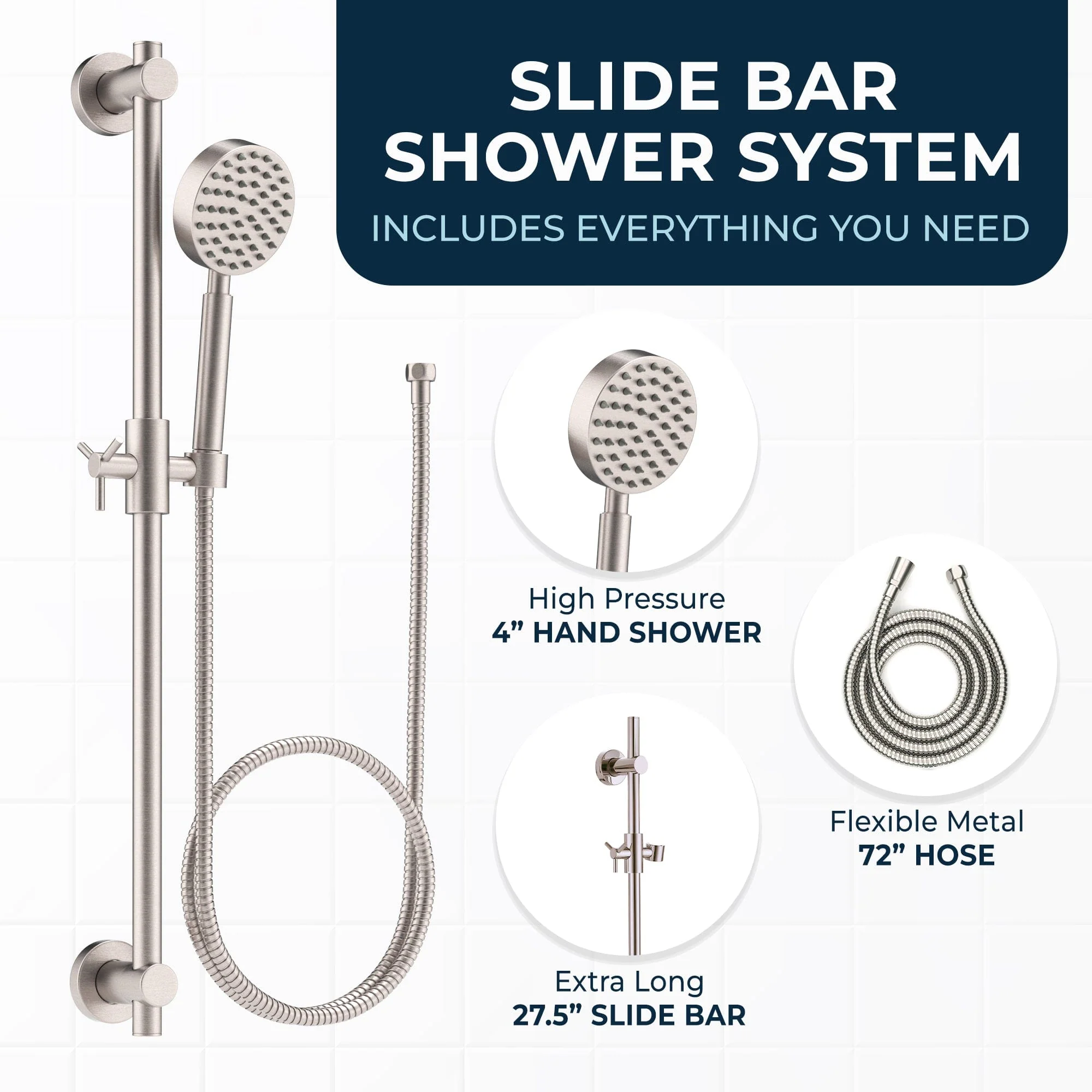 Slide Bar with Handheld Shower Head Set