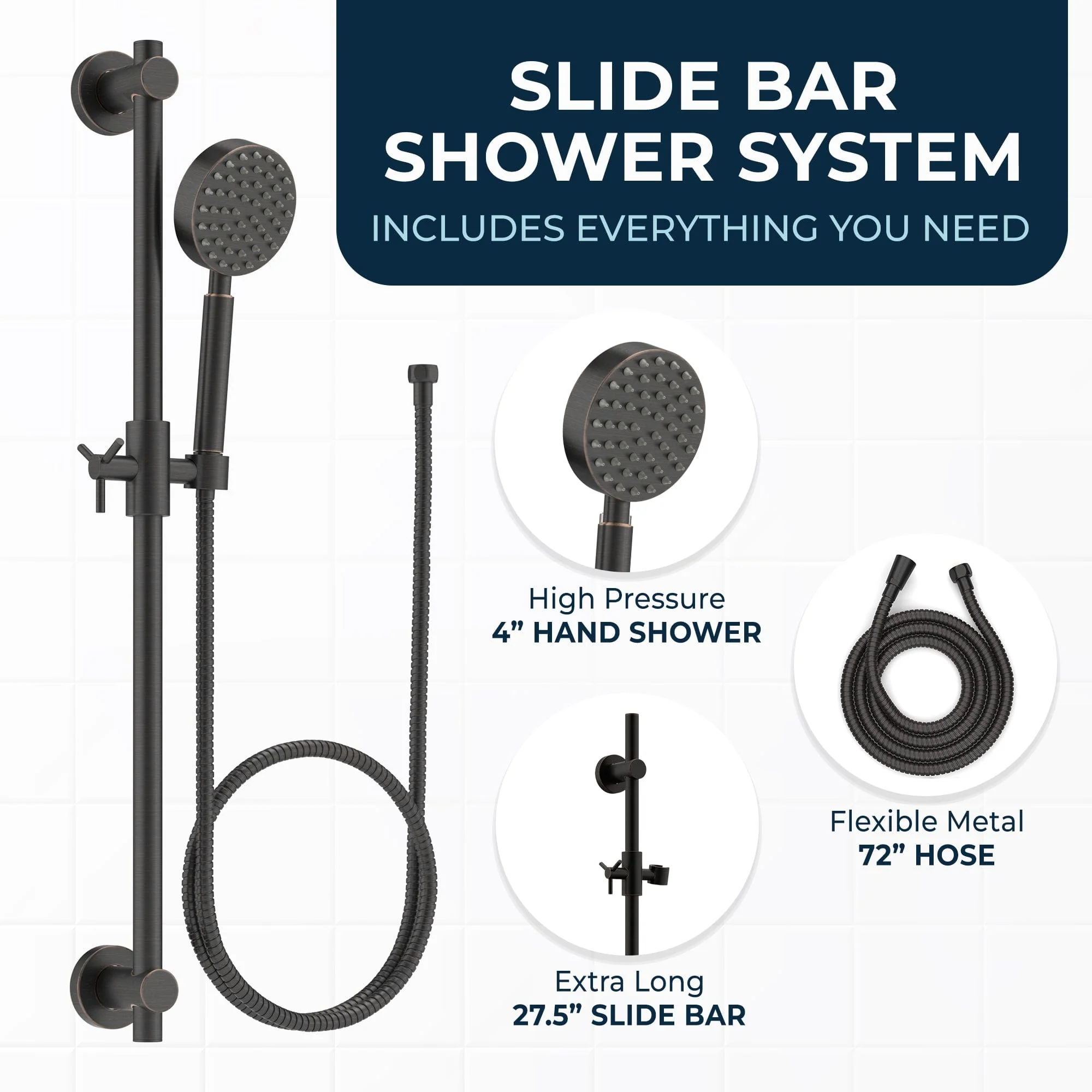 Slide Bar with Handheld Shower Head Set