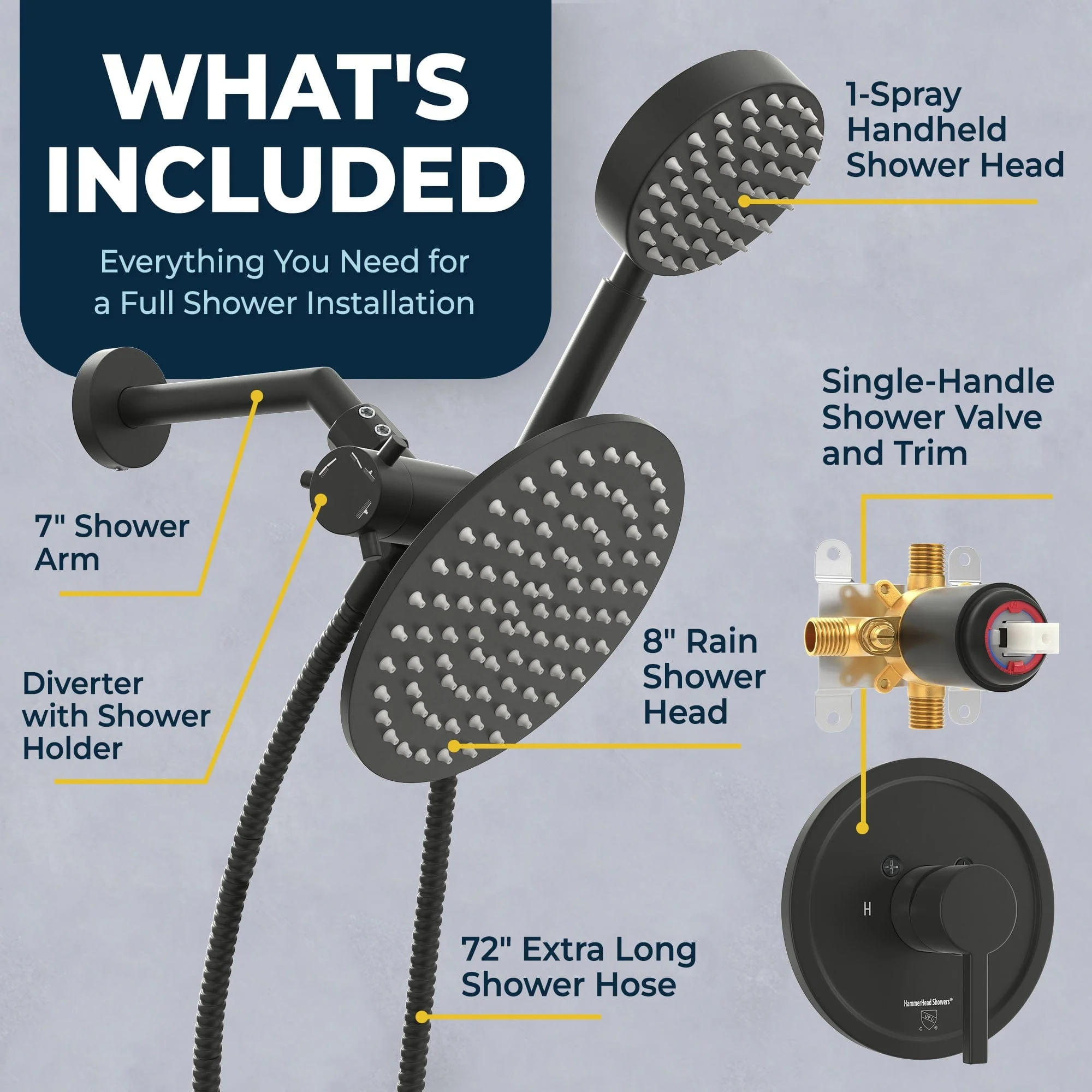 1-Handle Valve and Trim Shower System wtih Dual Shower Head