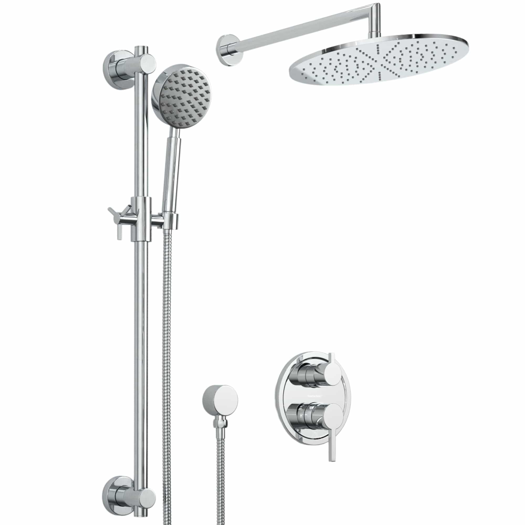 2-Handle Valve and Trim Shower System with Dual Shower Head
