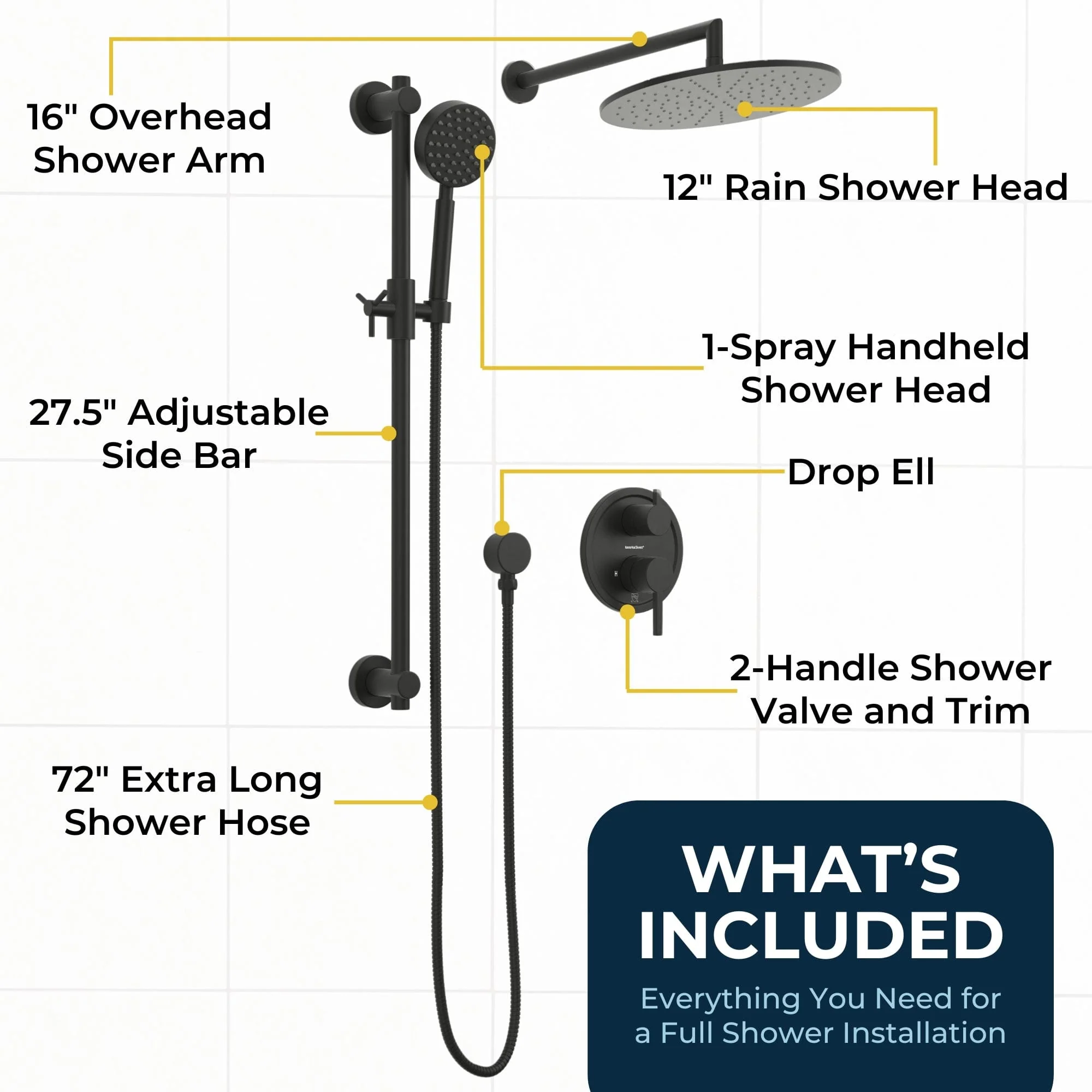 2-Handle Valve and Trim Shower System with Dual Shower Head