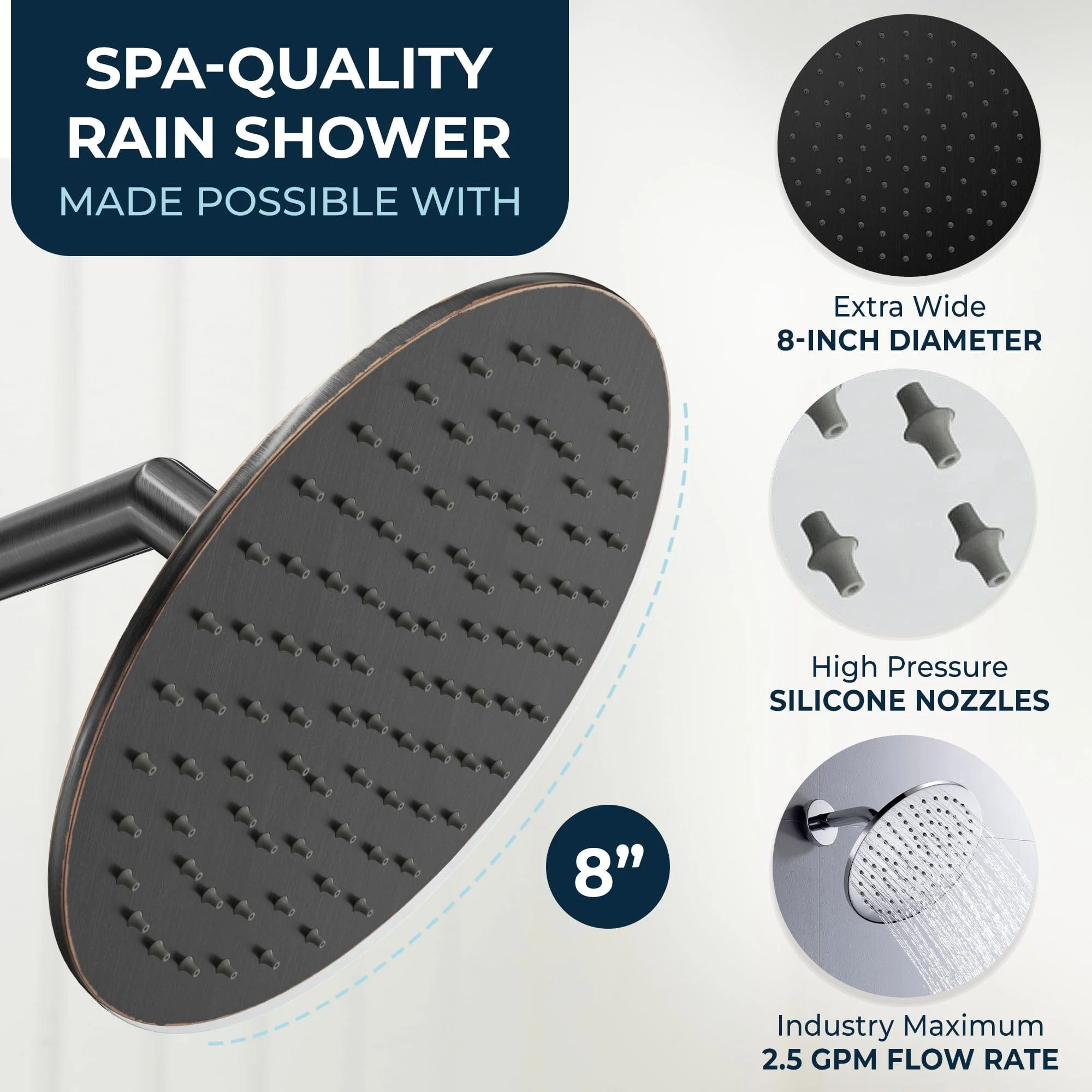 8 Inch Rain Shower Head with Shower Head Filter
