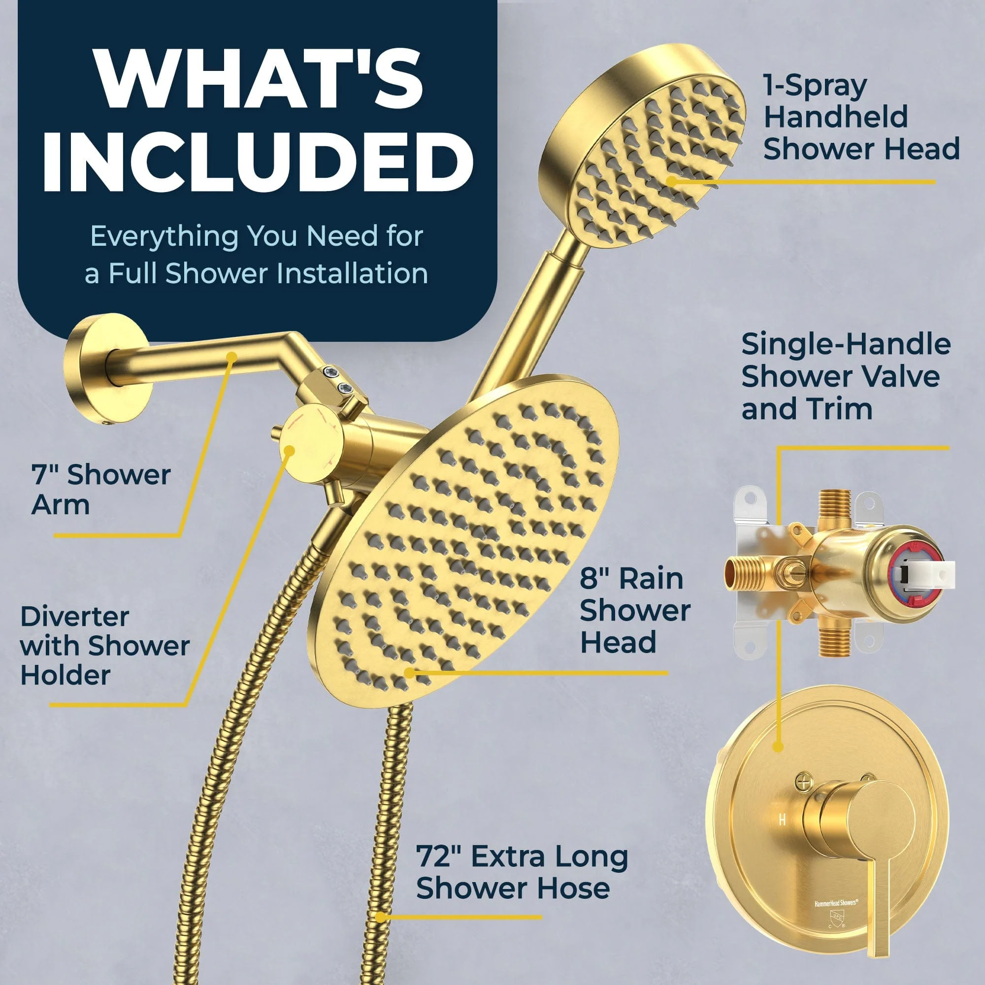 1-Handle Valve and Trim Shower System wtih Dual Shower Head